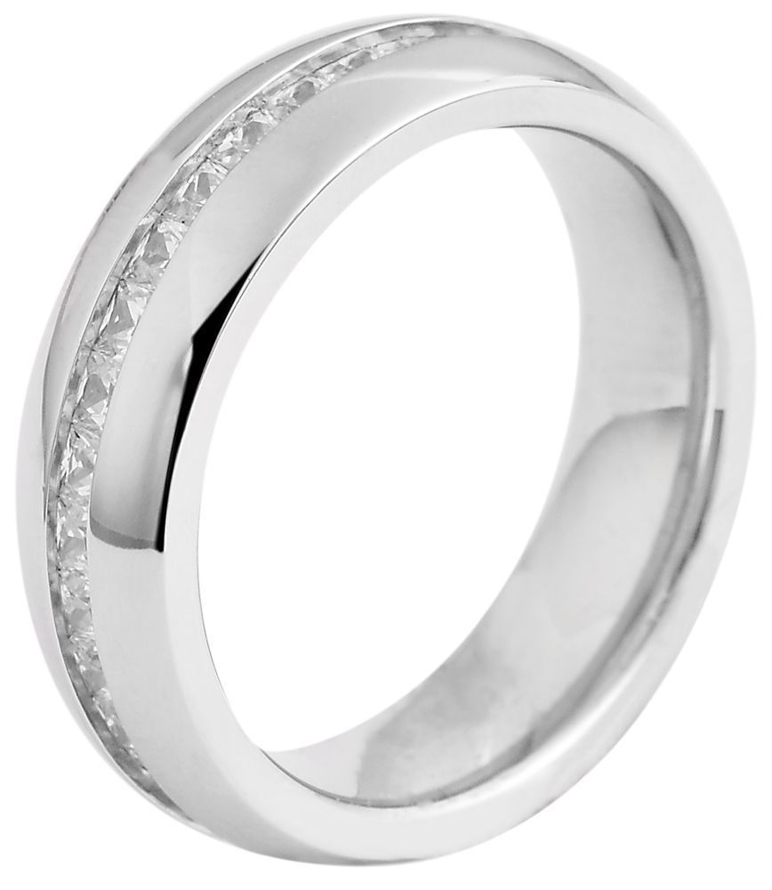 "Sensual Balance", Damen-Partnerring, Edelstahl, weißer Similibesatz, silberfarben, Gr. 50
