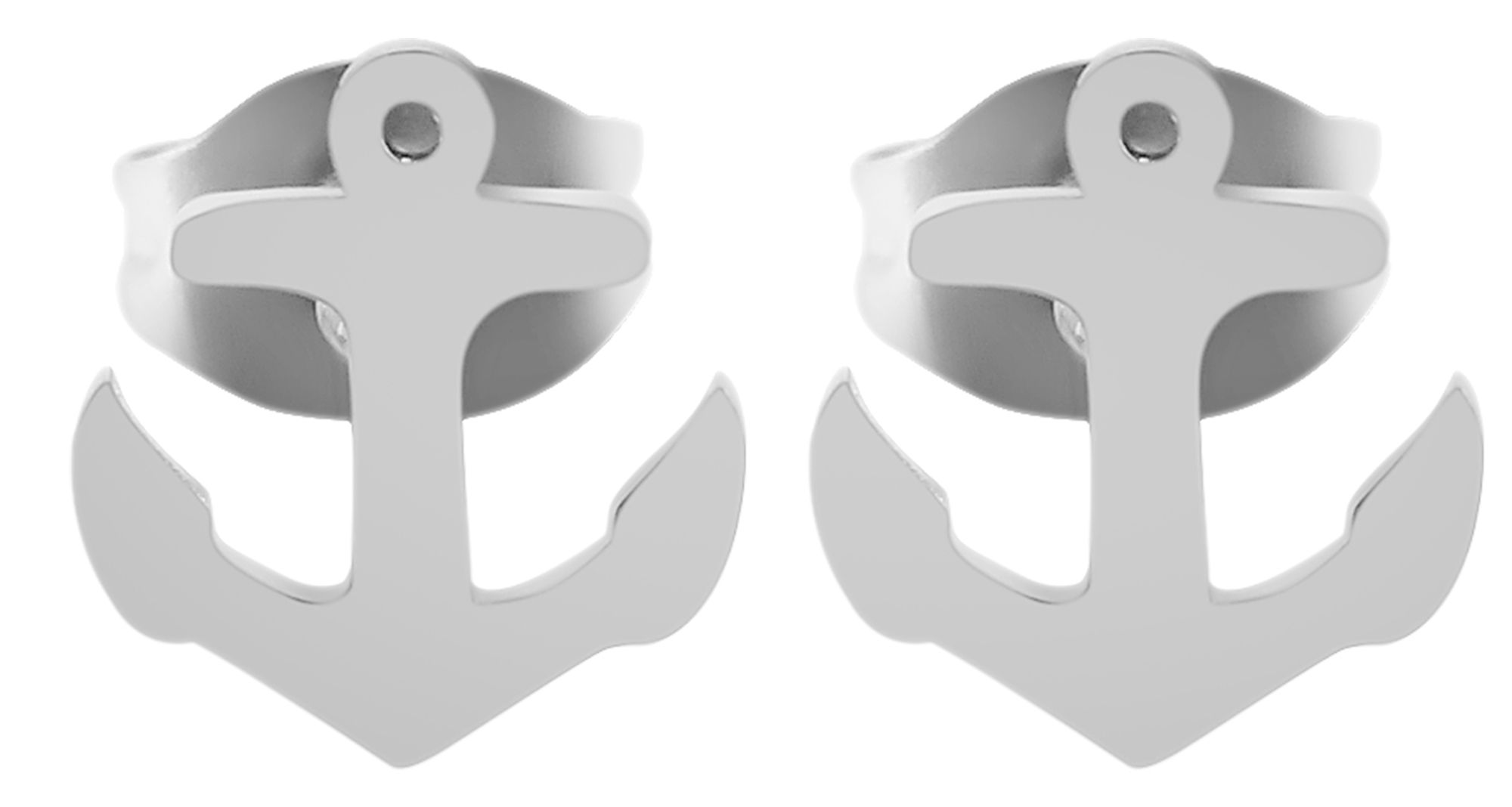 "Piret" Edelstahl Ohrstecker - Anker, silberfarben
