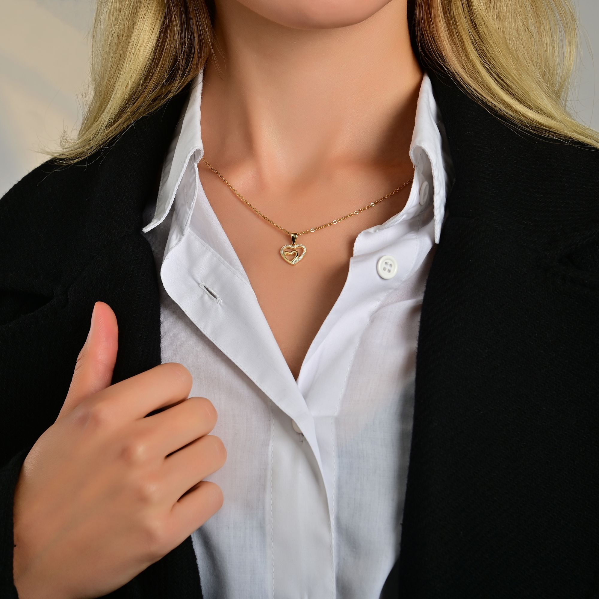 "Cariela" 925/- Echt Silber Anhänger - Herz (o. Kette) , Zirkonia, vergoldet