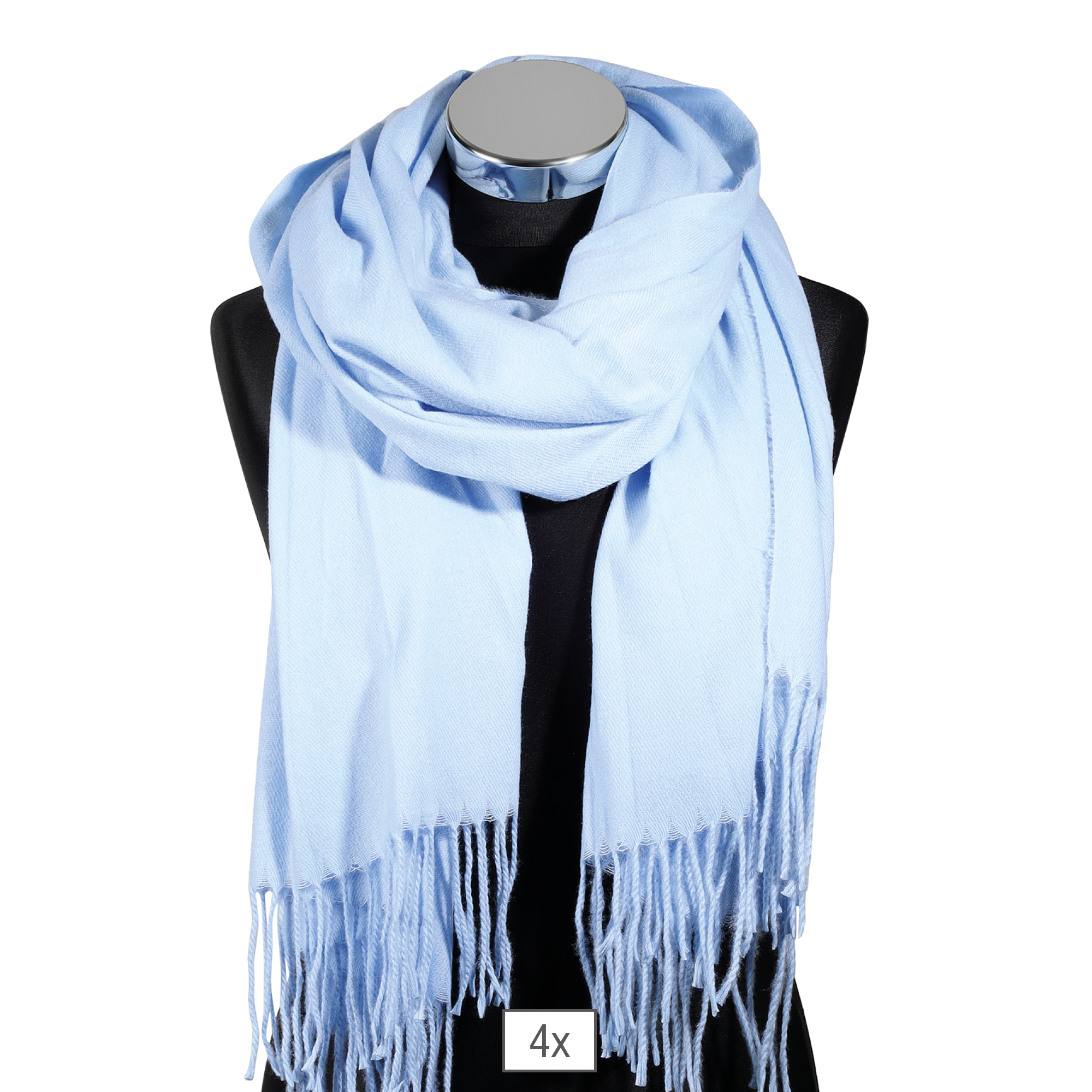 Winterschal, unifarben Hellblau, 100% Viskose, VE 4