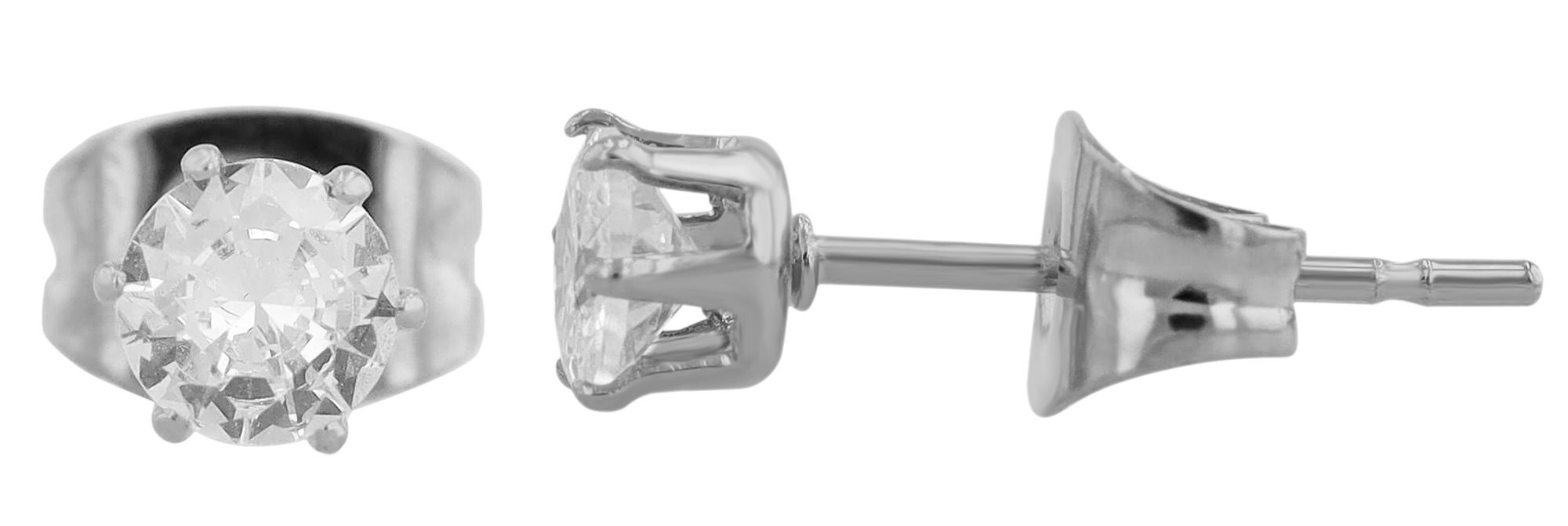 Akzent Ohrstecker "Pryn" mit Zirkonia, Ø 4 mm, silberfarben