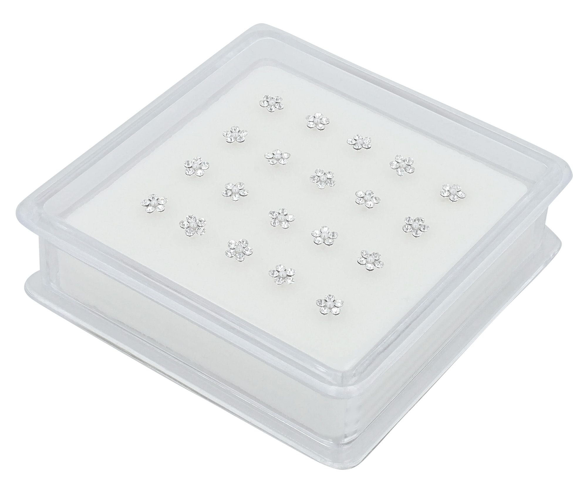 "Volma" I-förmiger Nasenstecker/ Nasenpiercing , 925/- Echt Silber, rhodiniert, Blüte, VE-20 Stück