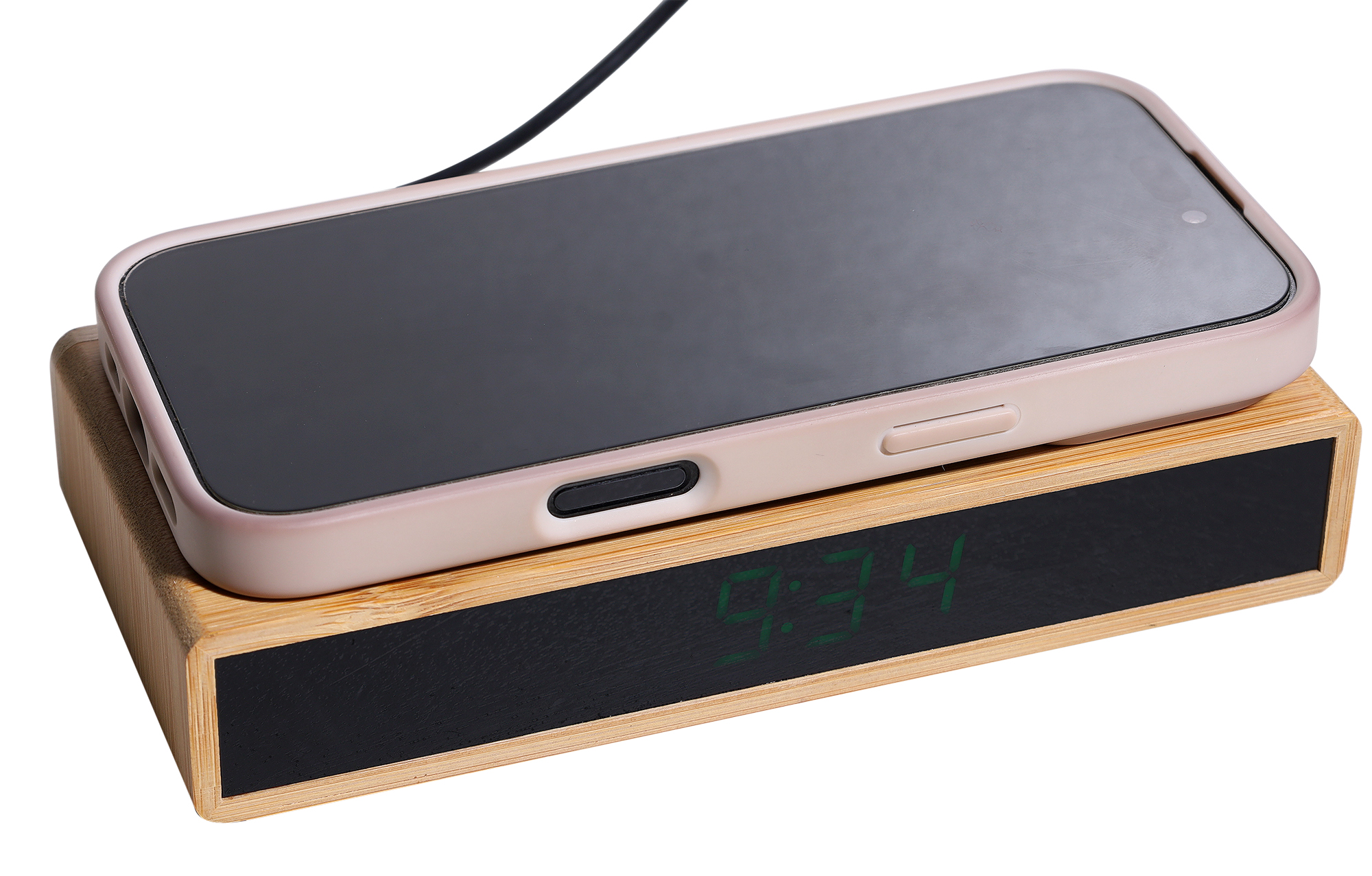 Atlanta Netz-Wecker (Wireless-Charging, 3 Alarmzeiten) Bambus/ braun