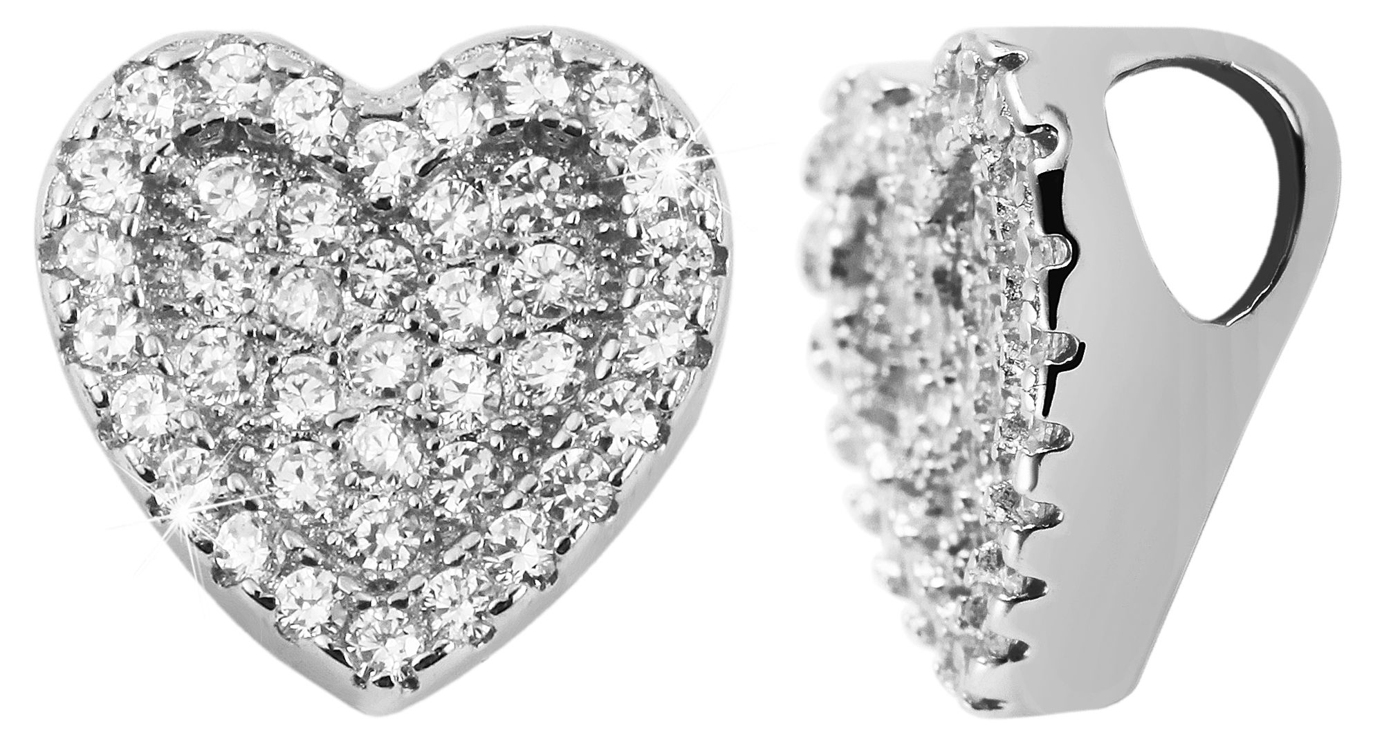 925/- Echt Silber Anhänger ohne Kette "Hajar", Herz mit Zirkoniabesatz, 925/rhodiniert