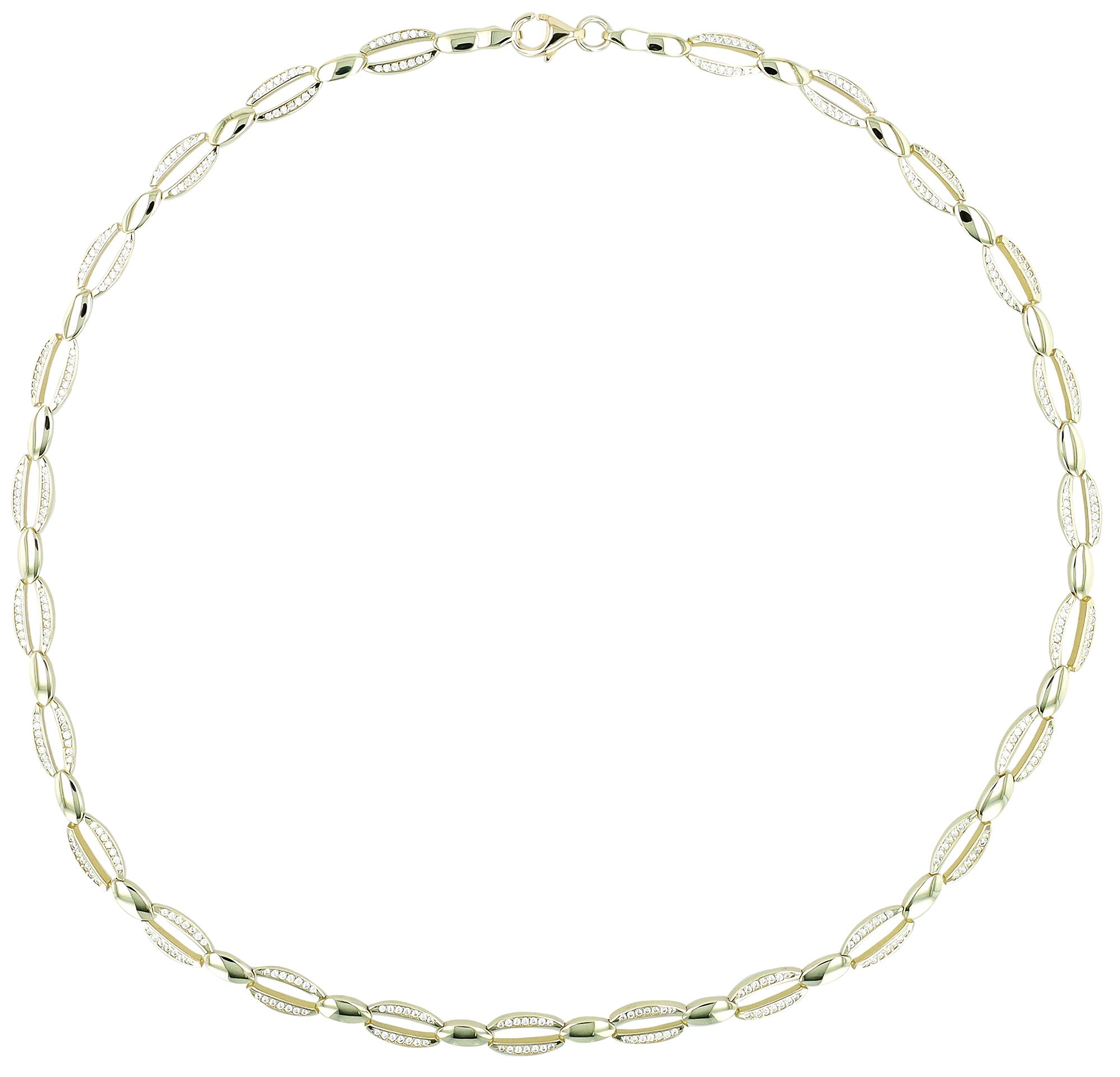 333/- Gold "Roux" Kette mit Zirkonia, 8 Karat, Gelbgold, 45 cm