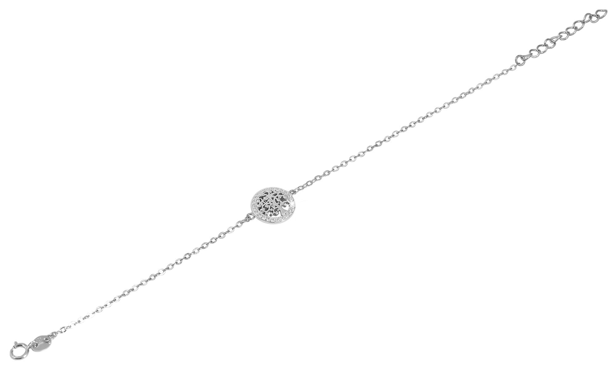 925/- Echt Silber Armband "Gordana", Zirkoniabesatz, Lebensbaum, rhodiniert