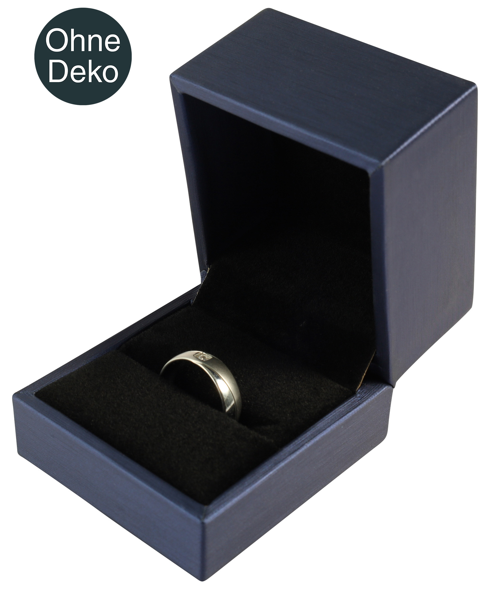 Edle Schmuck-Klappboxen (Ringe), Metallic-Blau & Samt schwarz – VE: 10 Stück
