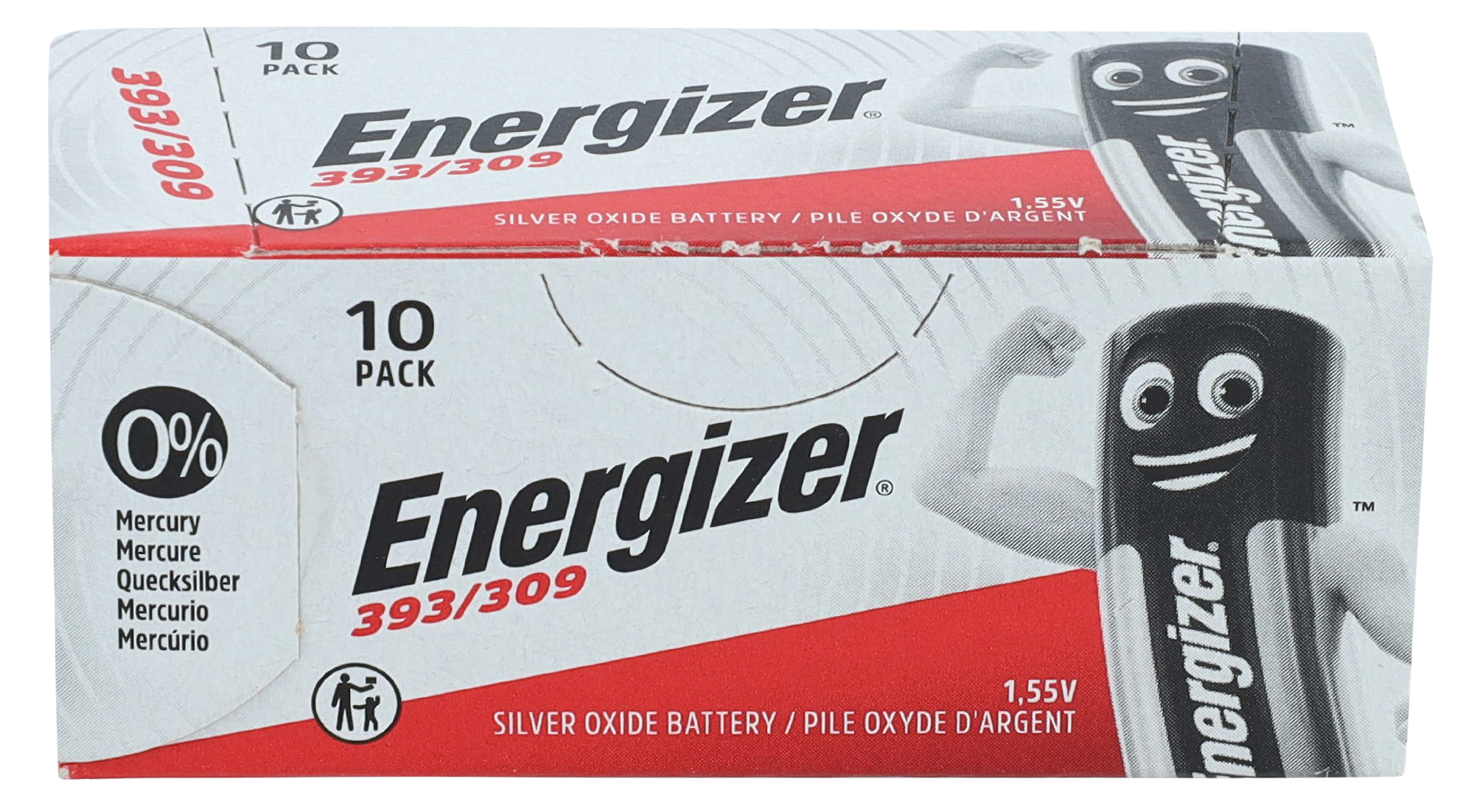 Energizer 393/309 Knopfzellen (10er-Pack) – 0% Quecksilber, 1,55V Silberoxid-Batterien