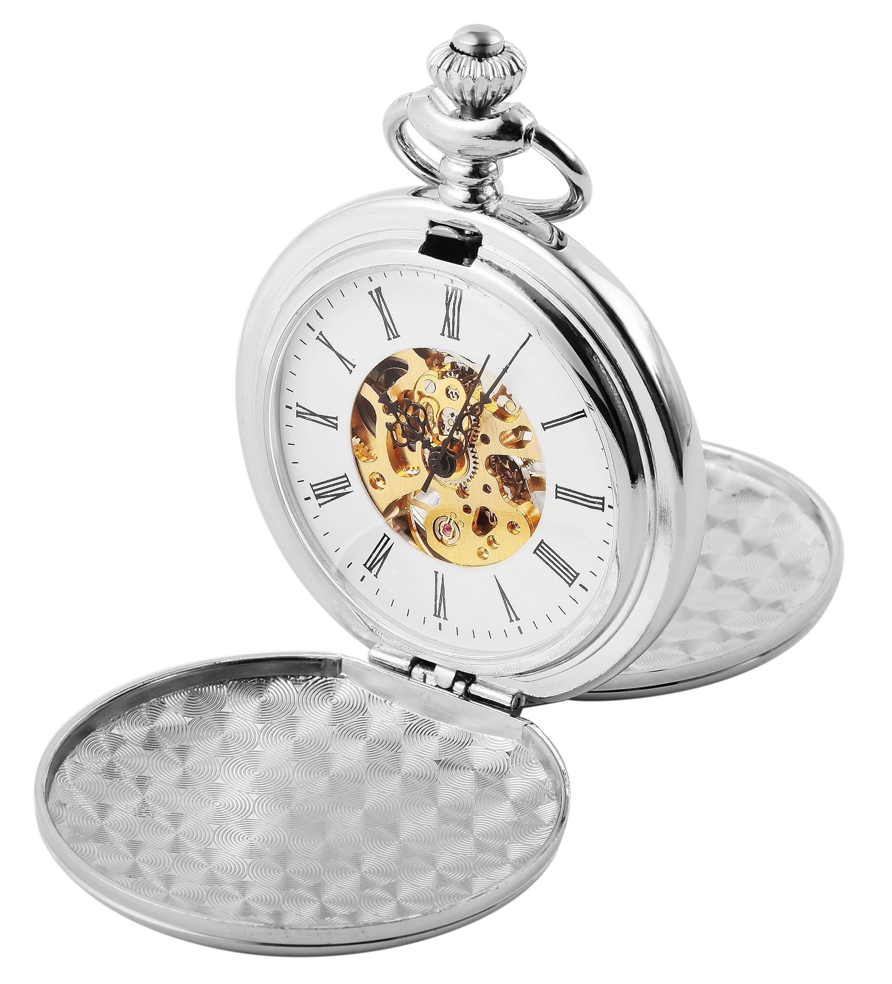 Excellanc Taschenuhr mit Handaufzug, mechanisch, silberfarben