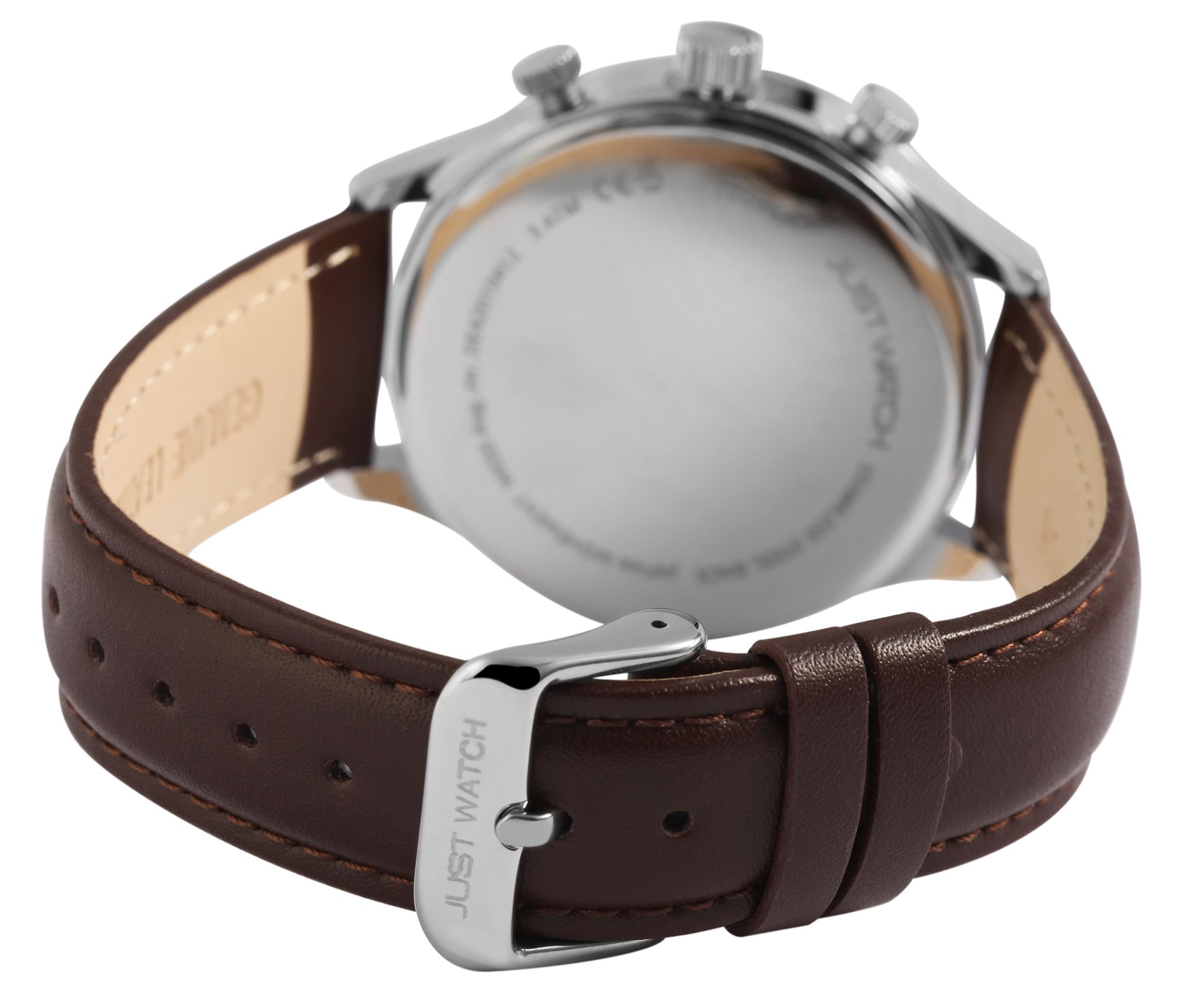 Just Watch Herrenuhr mit Echtlederarmband, braun/silberfarben