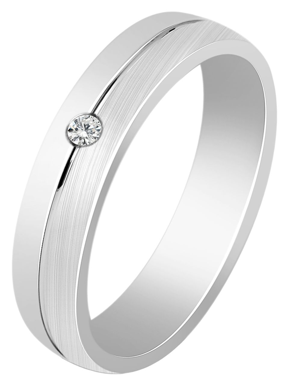 925/- Echt Silber Partnerring "Mariella" für Damen, Zirkoniabesatz, eismatt/poliert, rhodiniert, Gr. 52