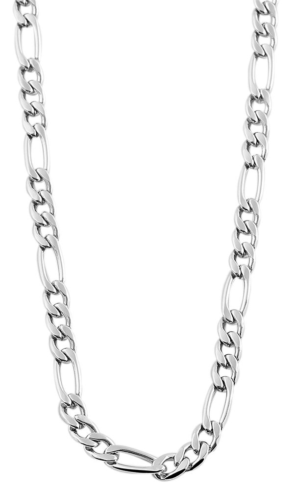 "Enissa", Edelstahl Figaro-Kette, 60 cm/ 4 mm, silberfarben