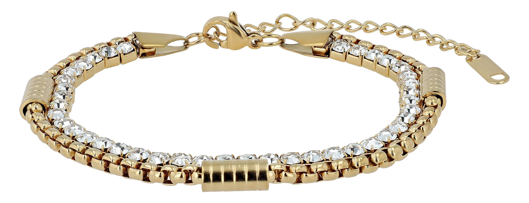 "Talida" Two Layers Armband, Tennisarmband, Edelstahl, 19 + 5 cm