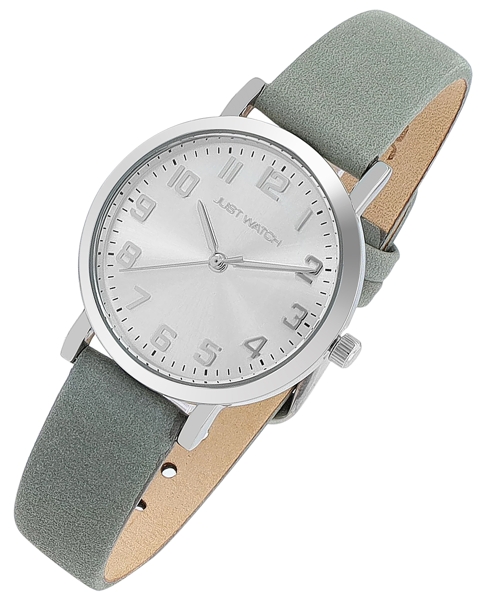 JUST WATCH Damenuhr "Sana" mit Echtlederband, Ø 30 mm, grau/ silberfarben