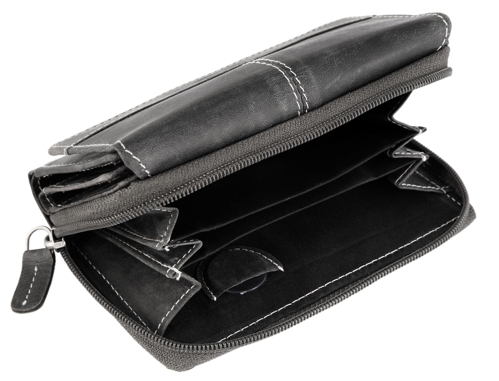 Akzent Damen Geldbörse aus Echtleder. Format 15 x 10 cm. RFID - grau