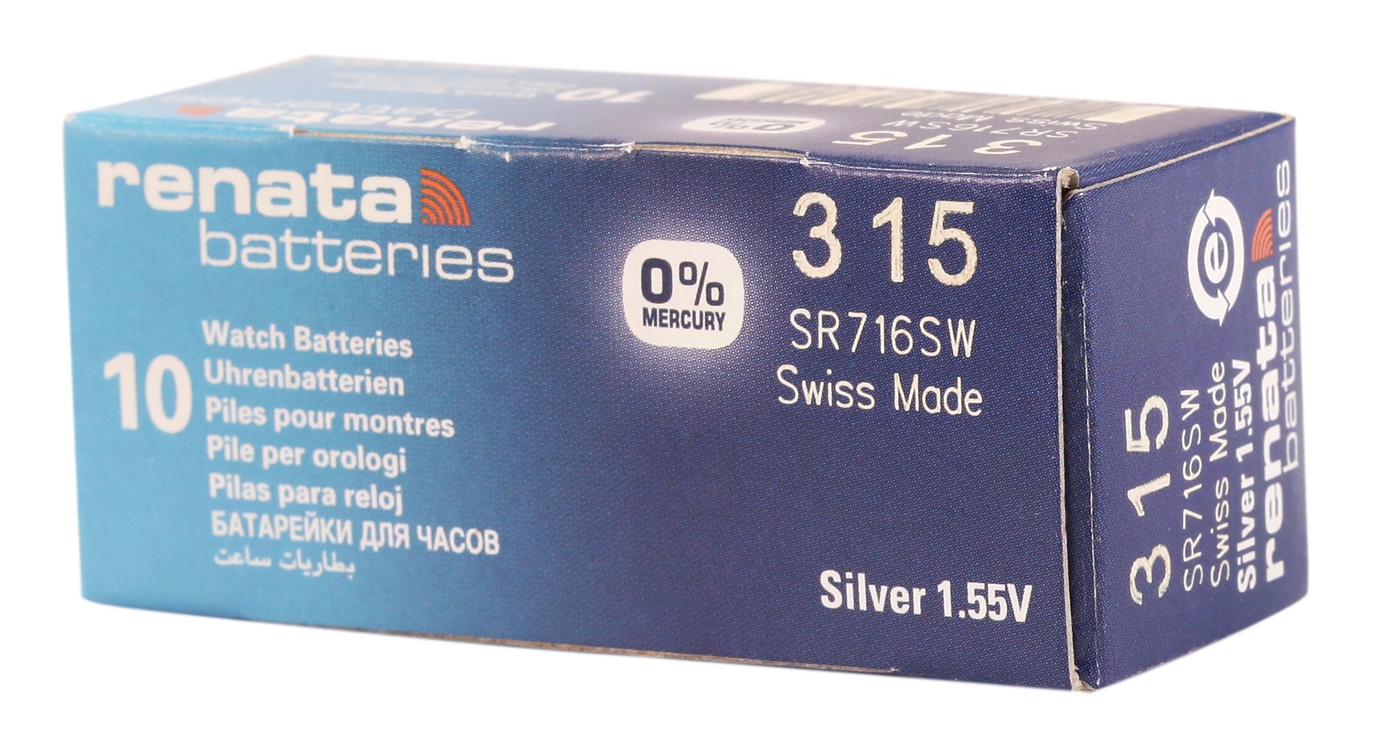 RENATA Silberoxid-Knopfzellen, 0% Quecksilber, 10 Stk., R315 (SR7416SW), 1,55 V