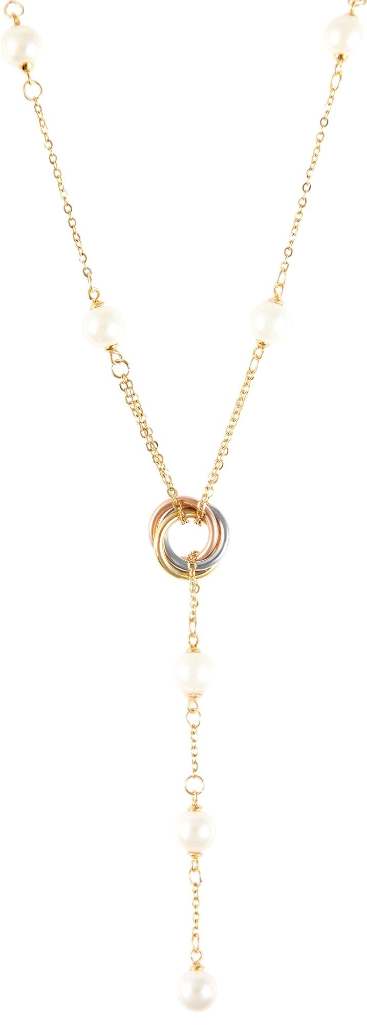 Akzent Edelstahlschmuckset (Kette und Ohrringe), mit Wasserperlen, goldfarbig