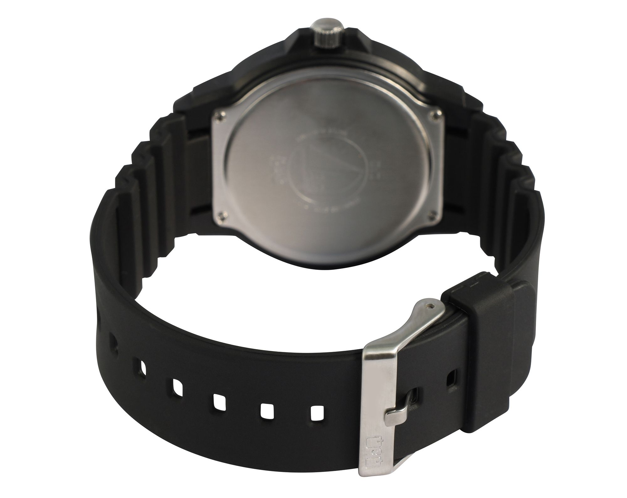 Q&Q Herrenuhr, Kunststoff, Silikonarmband, Ø 43 mm, schwarz/ braune Details