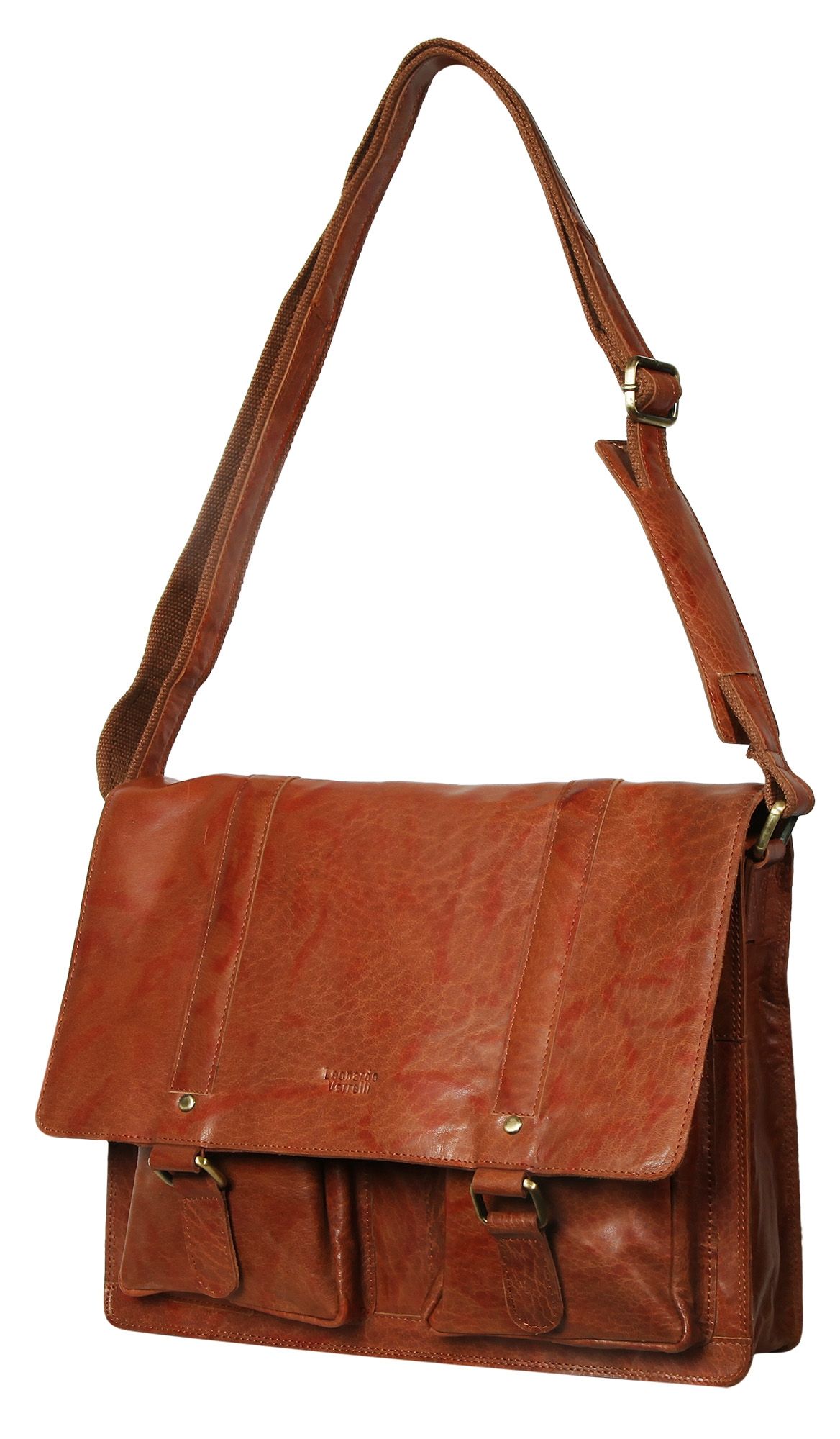 "Stella" Leonardo Verrelli Unisex Echtledertasche, cognac
