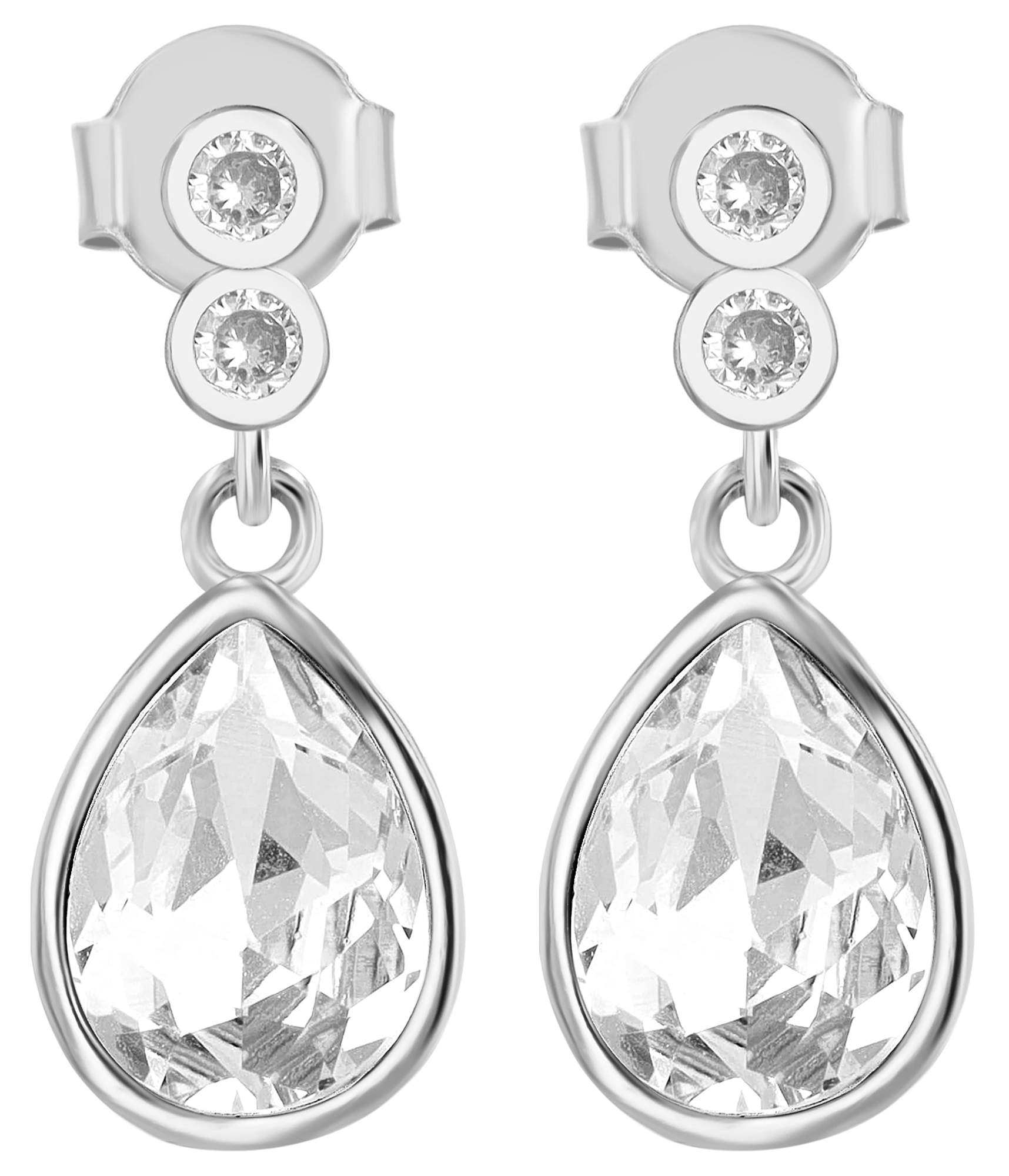 "Carli" 925/- Echt Silber Ohrhänger, weißer Zirkonia, rhodiniert