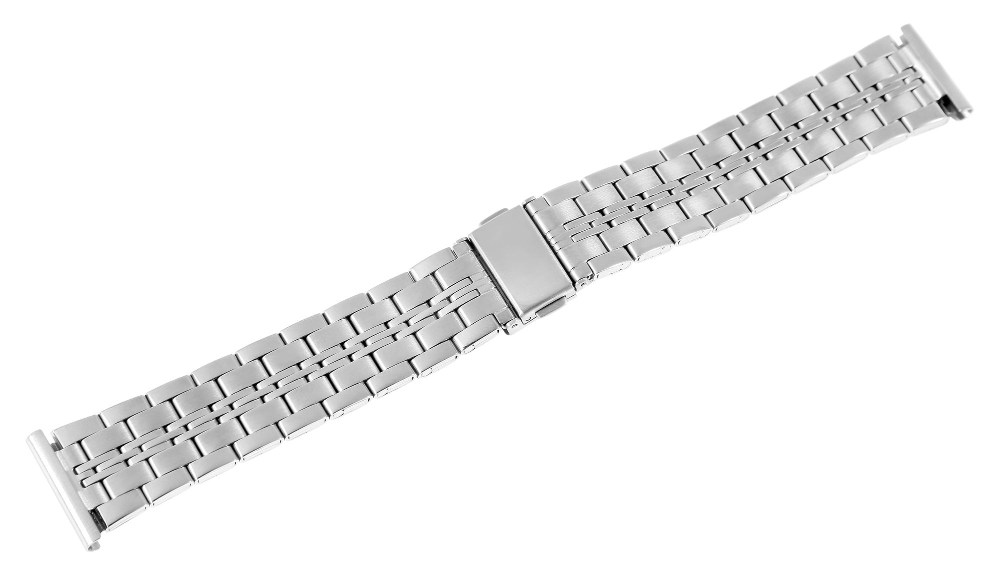 Edelstahl-Uhrenarmband mit Faltschließe, silberfarben, 18 mm