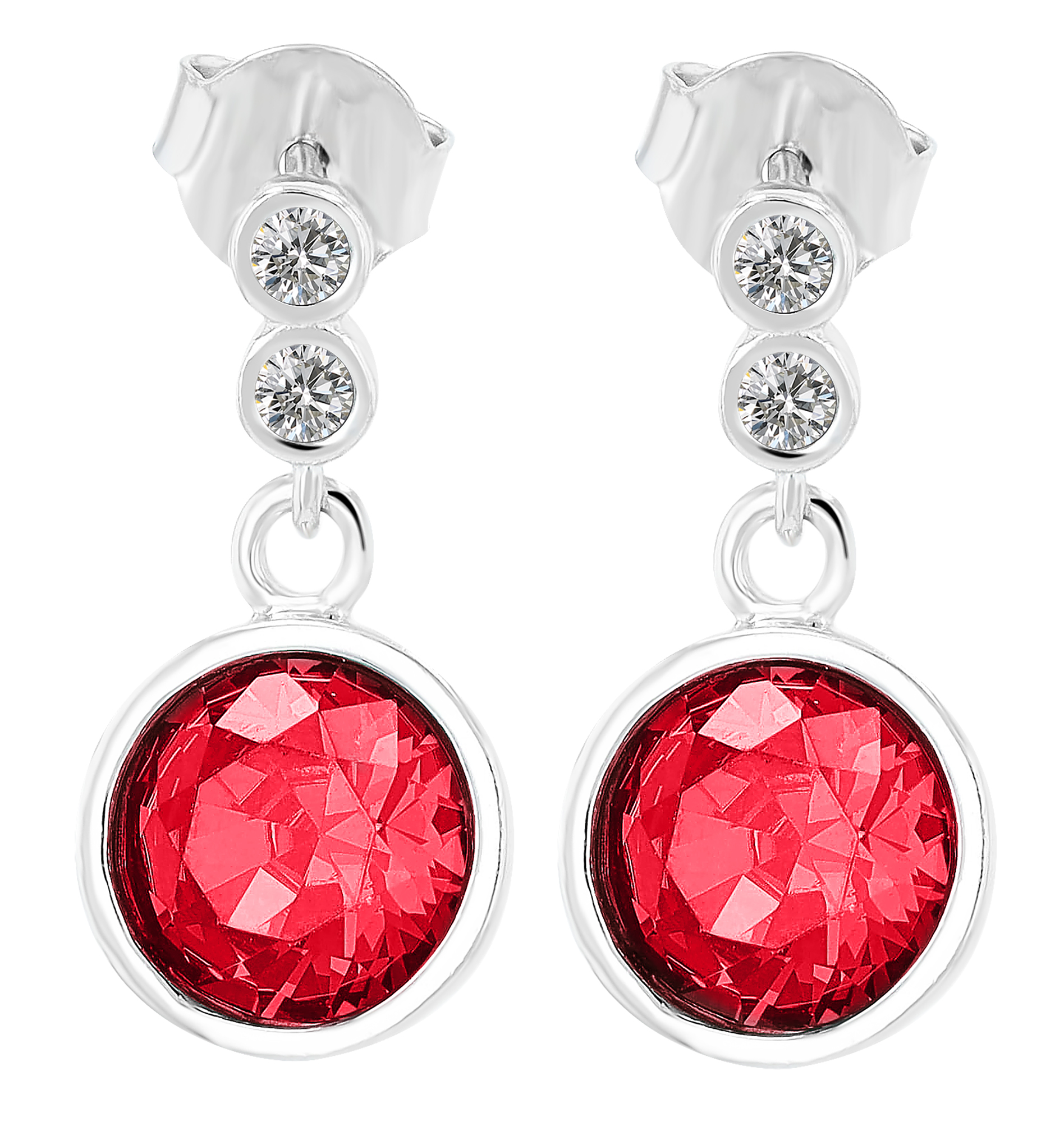 "Kristin" 925/- Echt Silber Ohrhänger, silberfarben mit Zirkonia (rot)