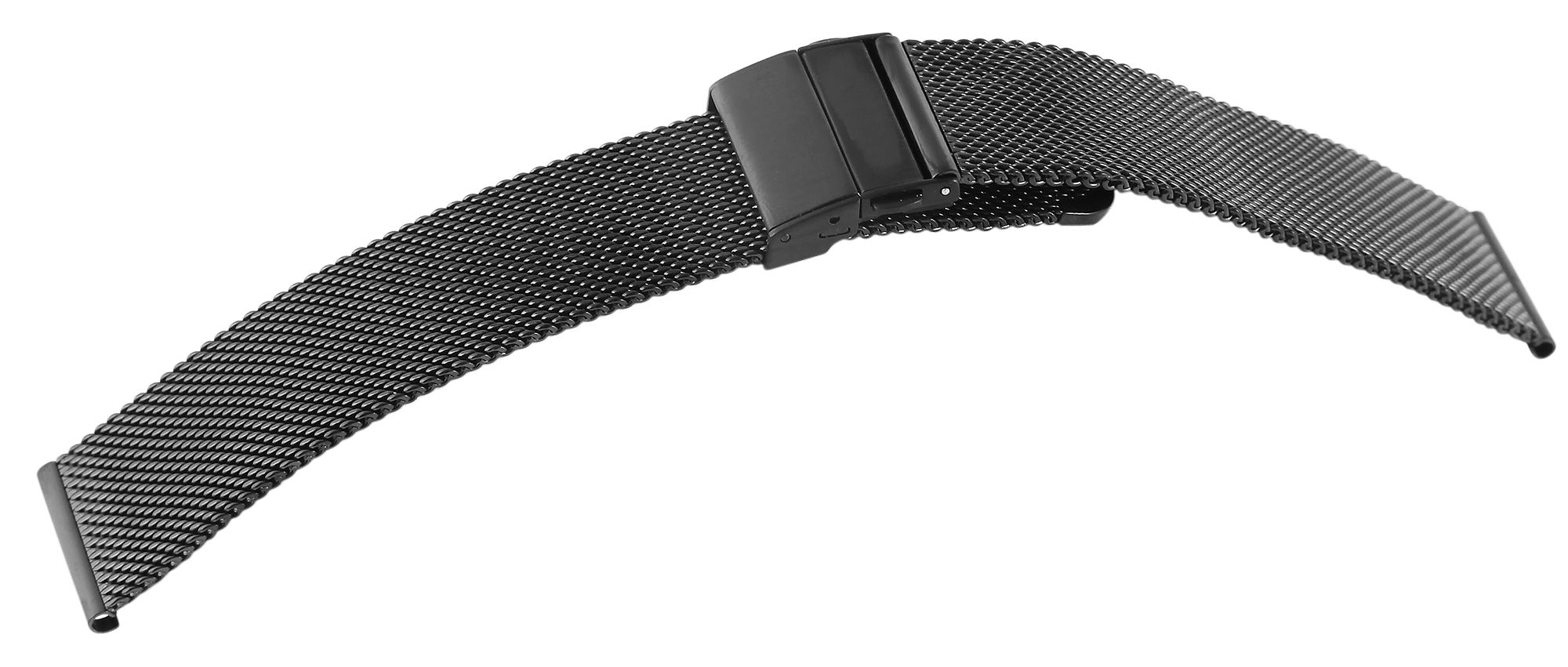Edelstahl-Milanese (Quick-Release), Faltschließe, schwarz, 18 mm