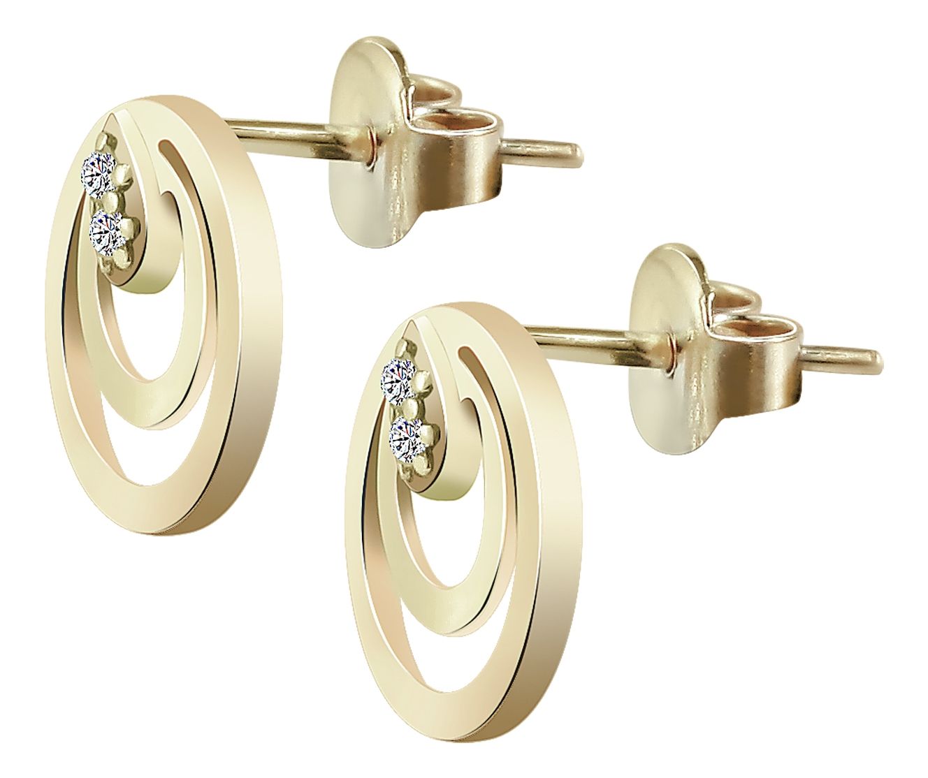 333/- Gold "Antonica" Ohrstecker mit Zirkoniabesatz, rund, 8 Karat, Gelbgold