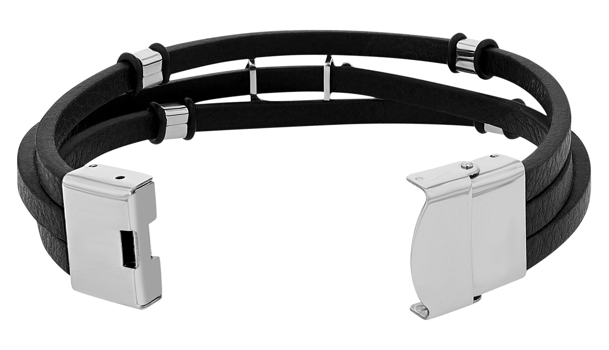 "Beshoy" Armband aus Echt Leder/ Edelstahl, Anker, 20,5 cm