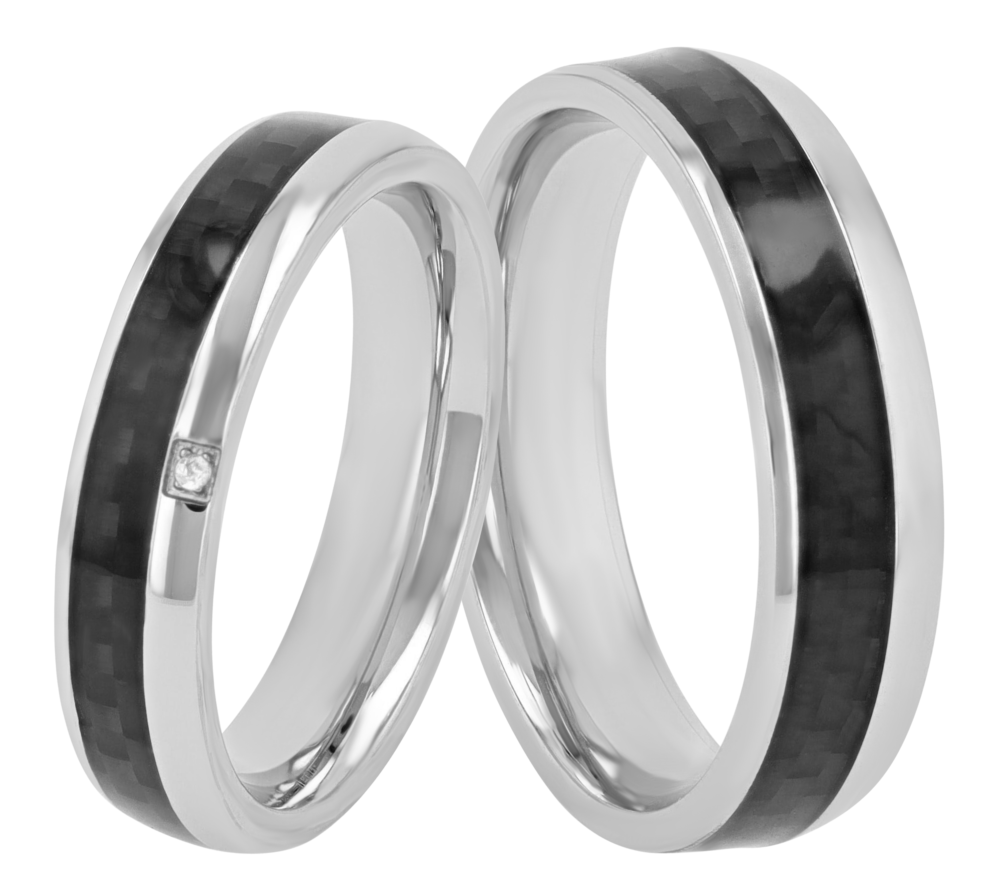 "Dark Fusion" Akzent Damen-Partnering Gr 52 - 62, Edelstahl, Simili, silberfarben/ Carbon-Optik