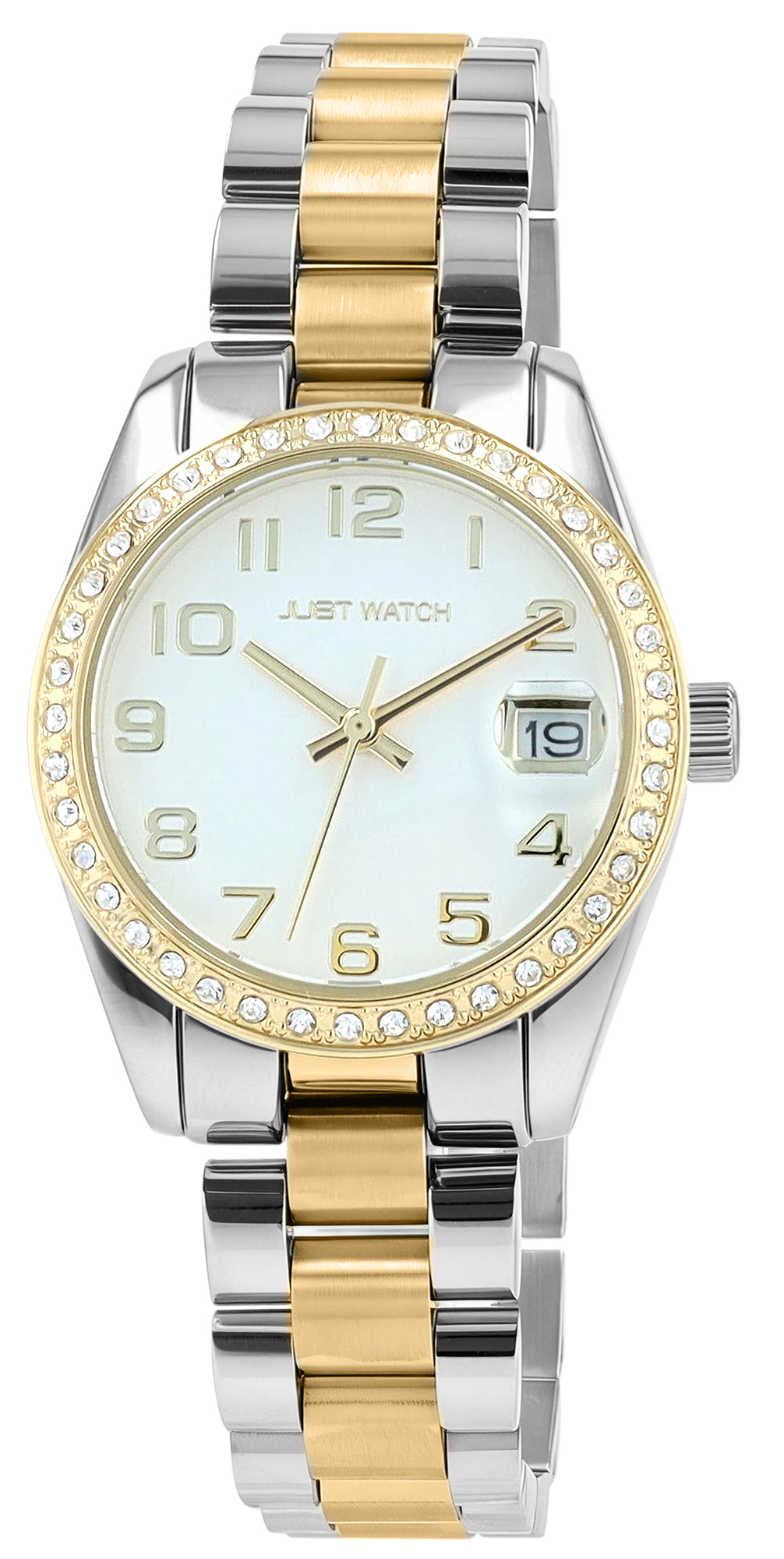 Just Watch Damenuhr "Emmi", Edelstahlband, Ø 33 mm, bicolor (silberfarben+goldfarben)/ silberfarben