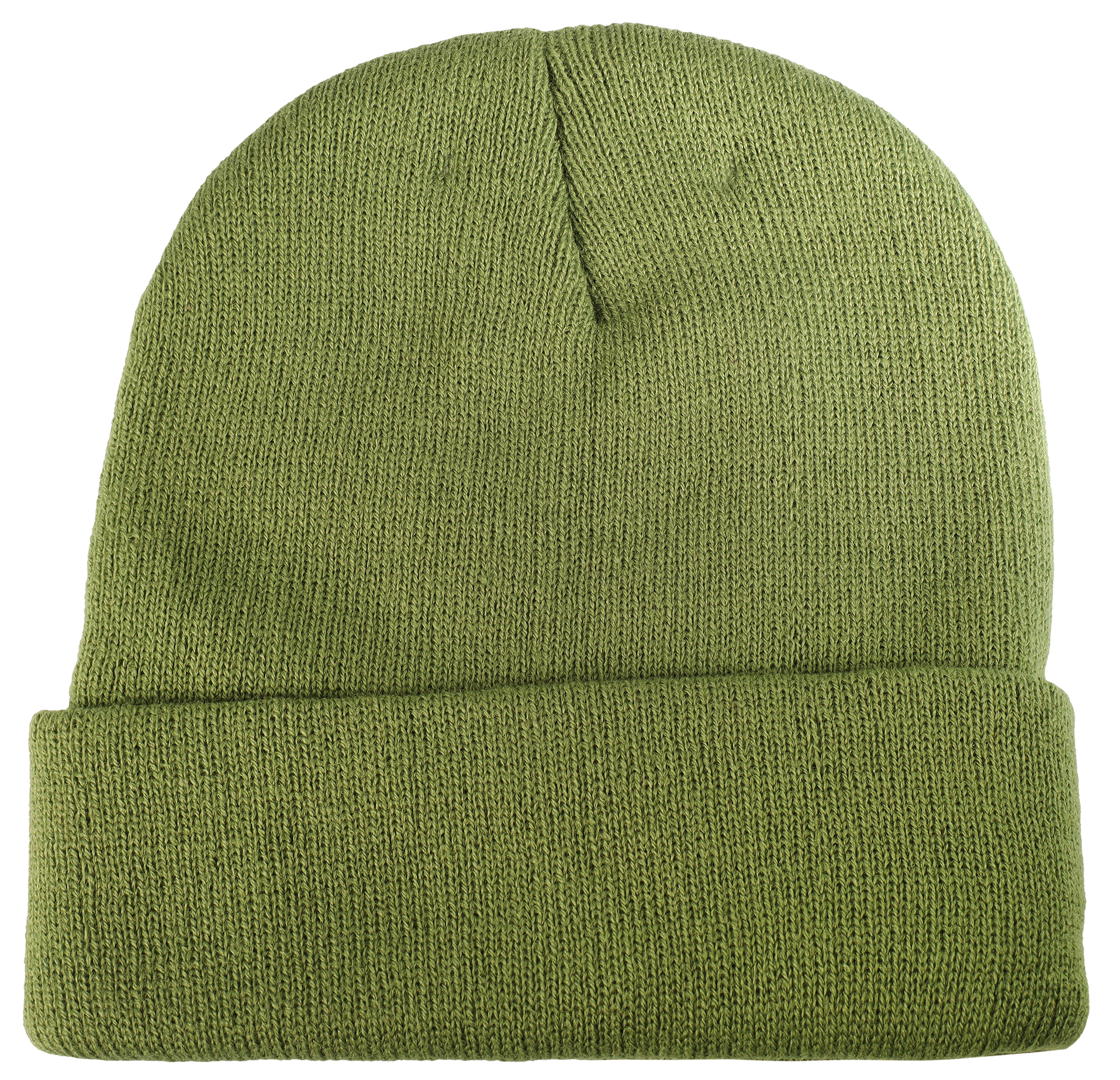 Akzent Strickmütze/ Beanie mit Umschlag, 100% Acryl, 4-VE, grün