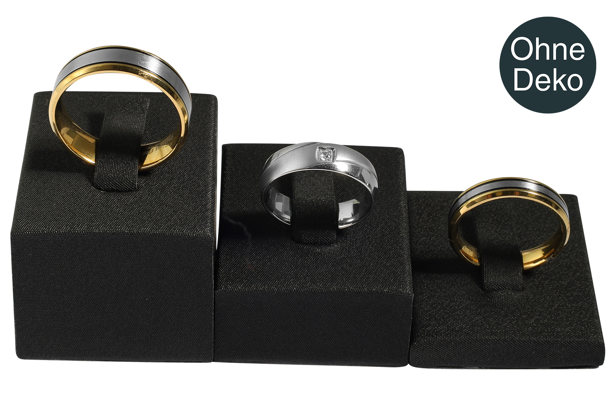 3er Set Ringaufsteller (Dekoserie Soft), PU-bezogen, schwarz