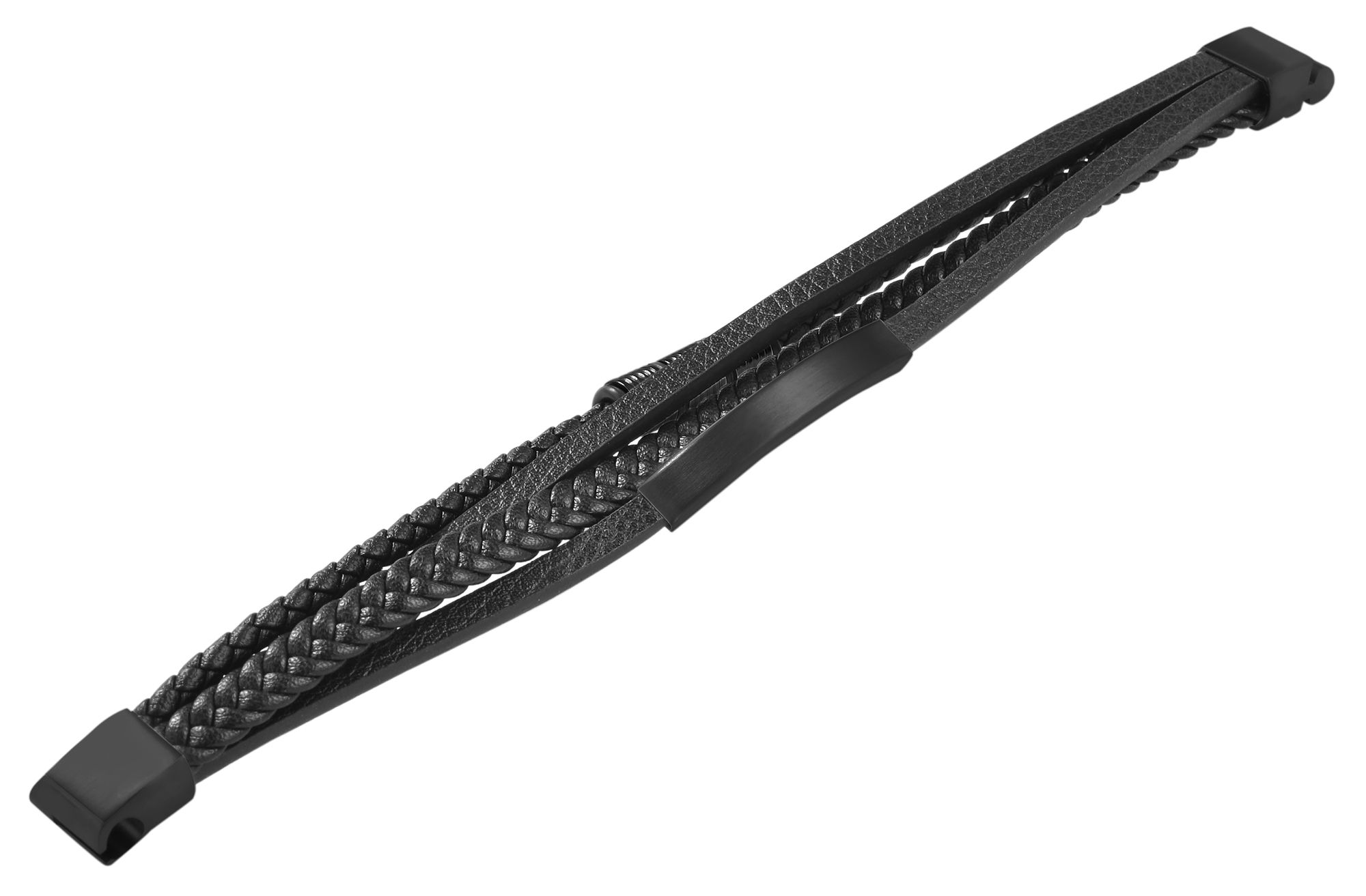 "Ryze" Akzent Armband aus Echtleder, gravurfähig, schwarz, 21 cm