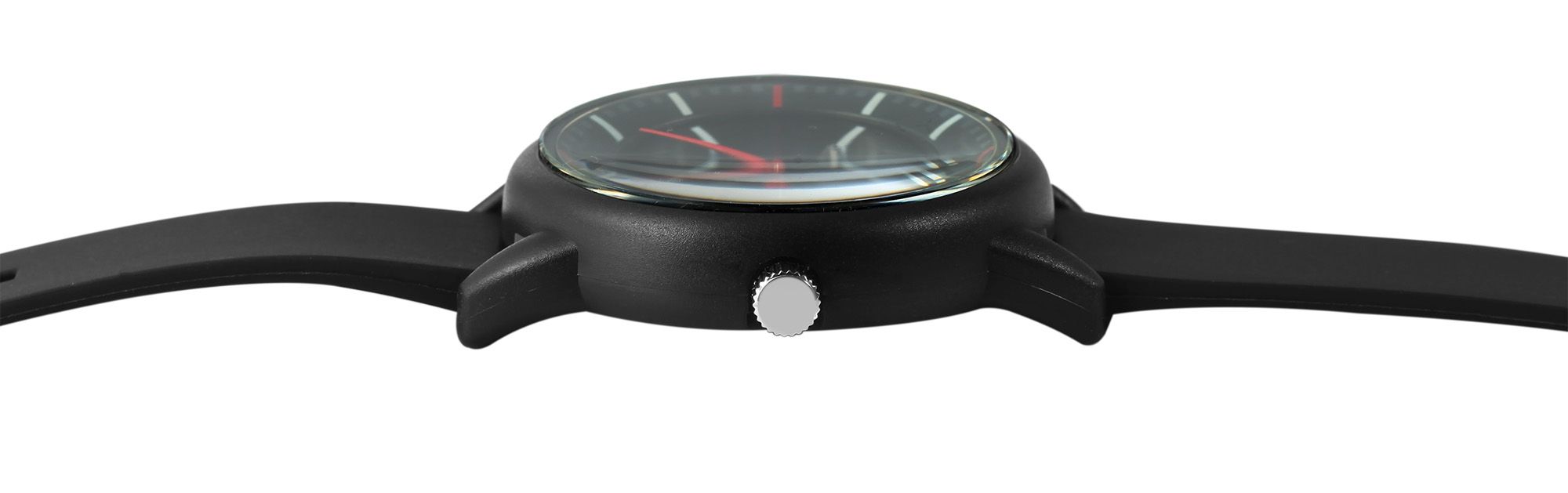 Q&Q Herrenuhr mit Silikonarmband, Ø 42 mm, schwarz/rot