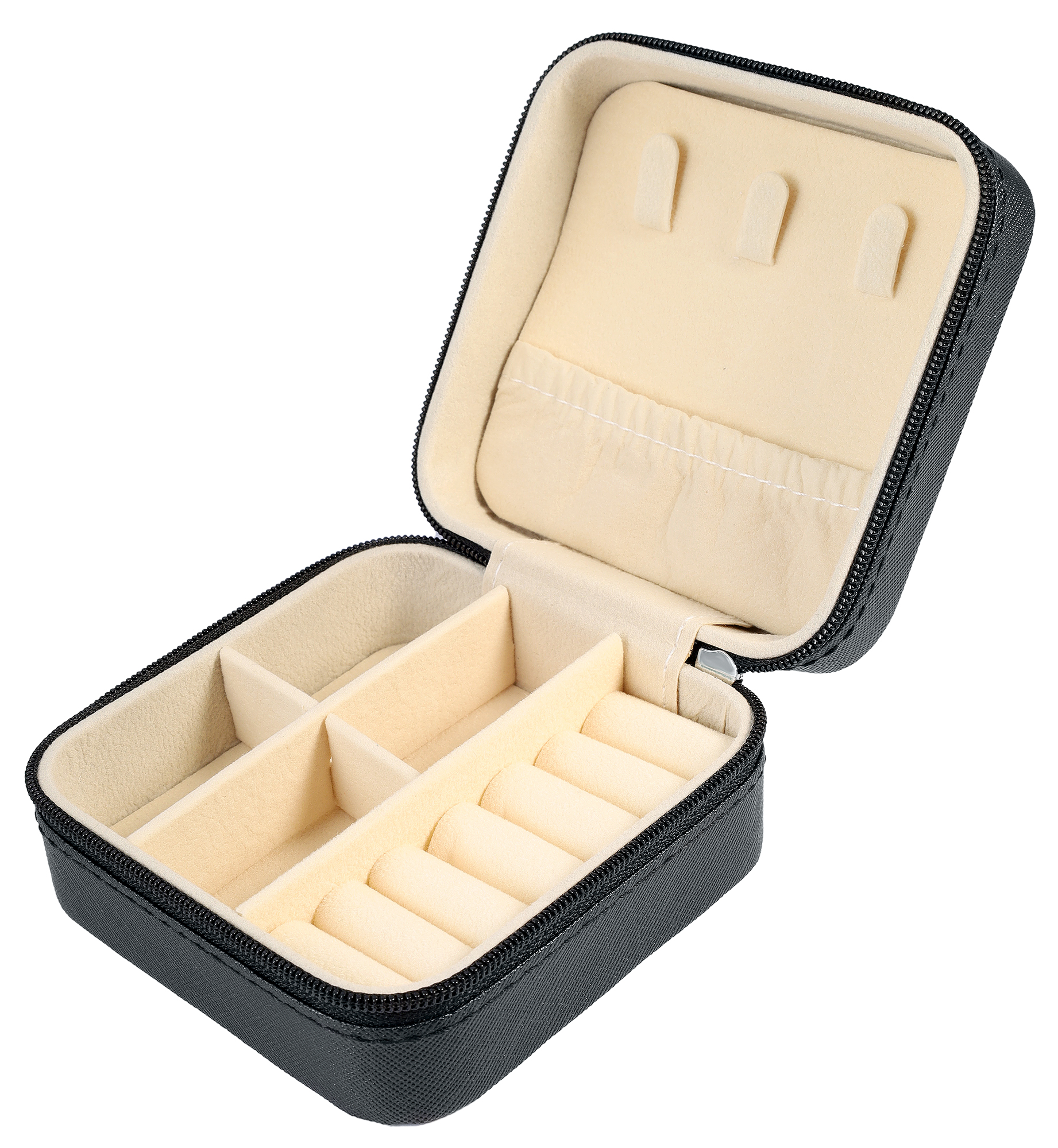 Aufbewahrungsbox für Schmuck/ Schmuck-Etui, 10 x 10 cm, grau, schwarz