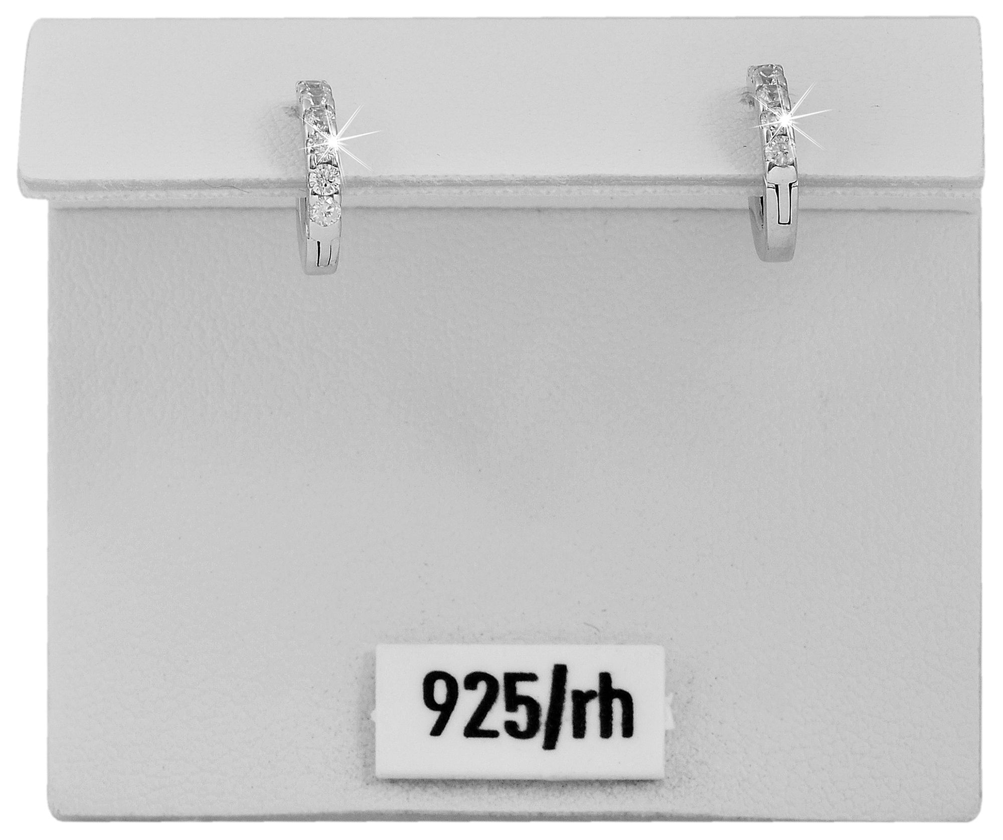 925/- Echt Silber Klapp-Creolen "Claire" mit weißen Zirkoniasteinen, 925/rhodiniert