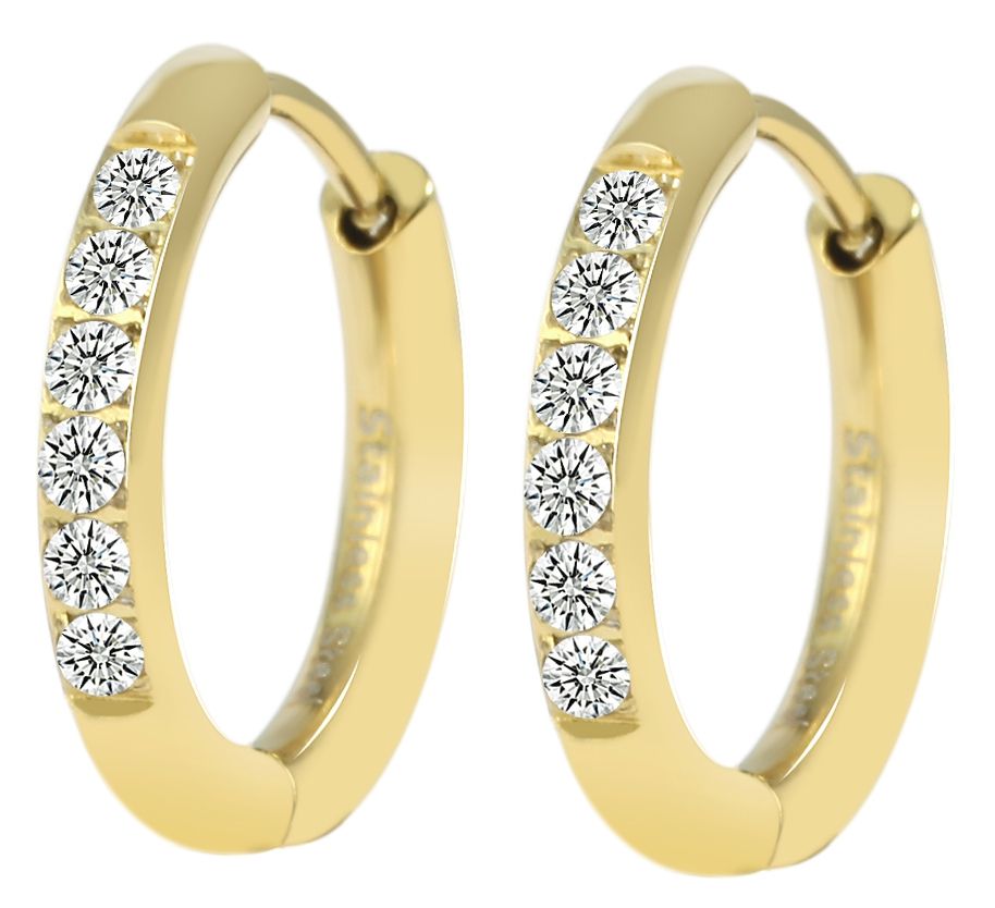 "Kasani" Edelstahl Klapp-Creolenl Ø 12 mm/ 2,5 mm, Simili, goldfarben