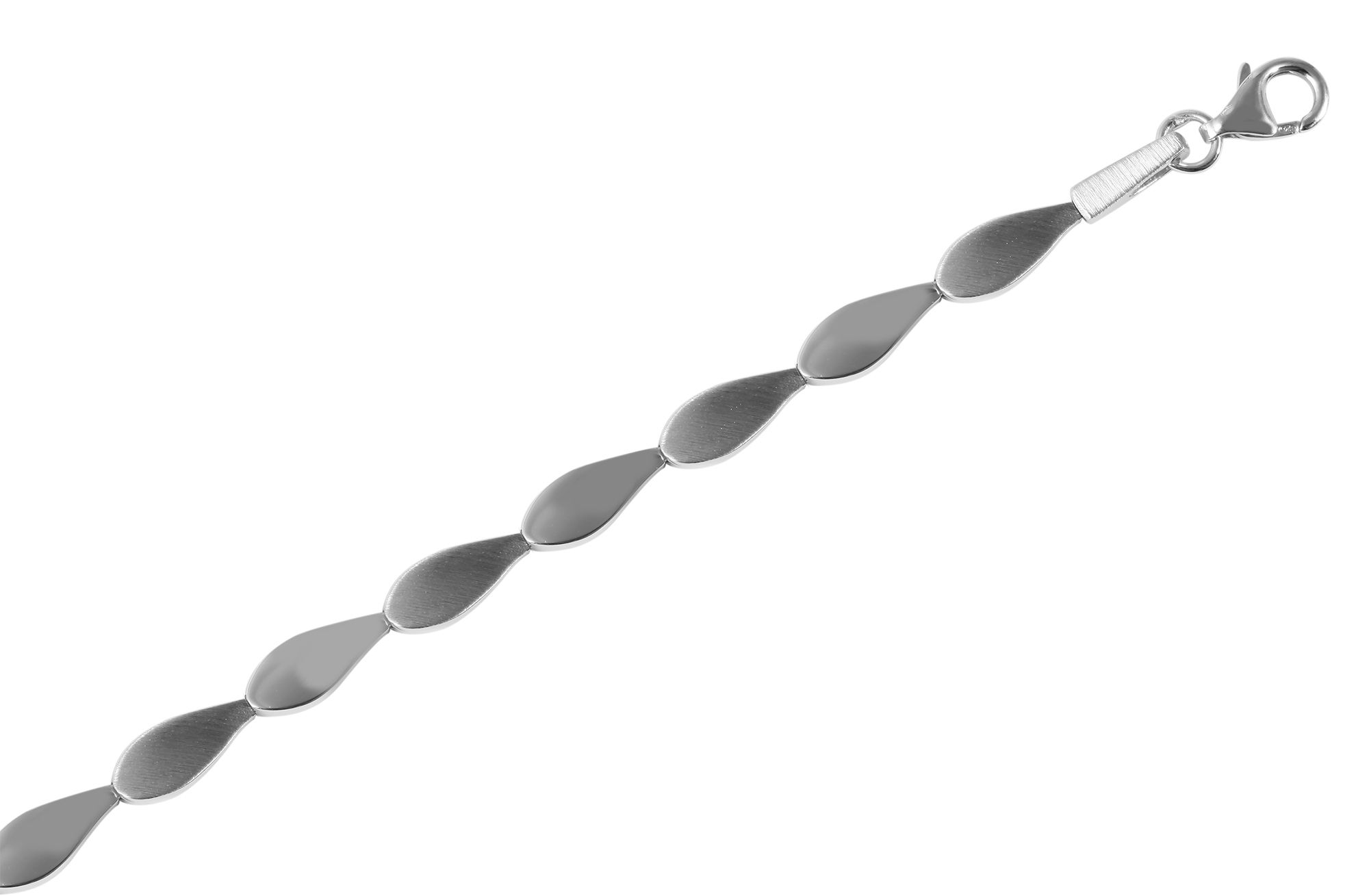 925/- Echt Silber Halskette "Elenor", matt/poliert, 925/rhodiniert