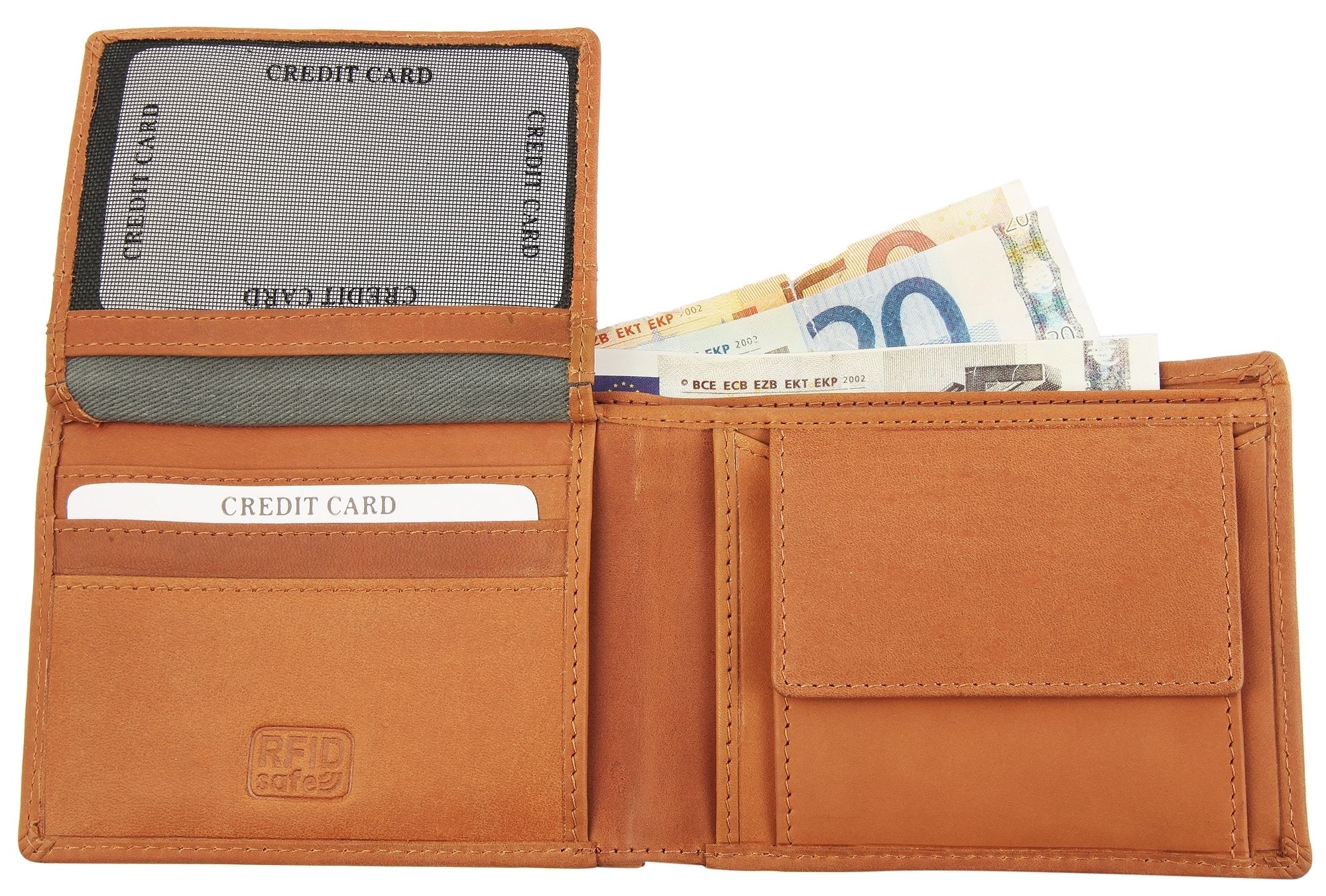 Leonardo Verrelli Echt Leder Geldbörse in cognac, RFID