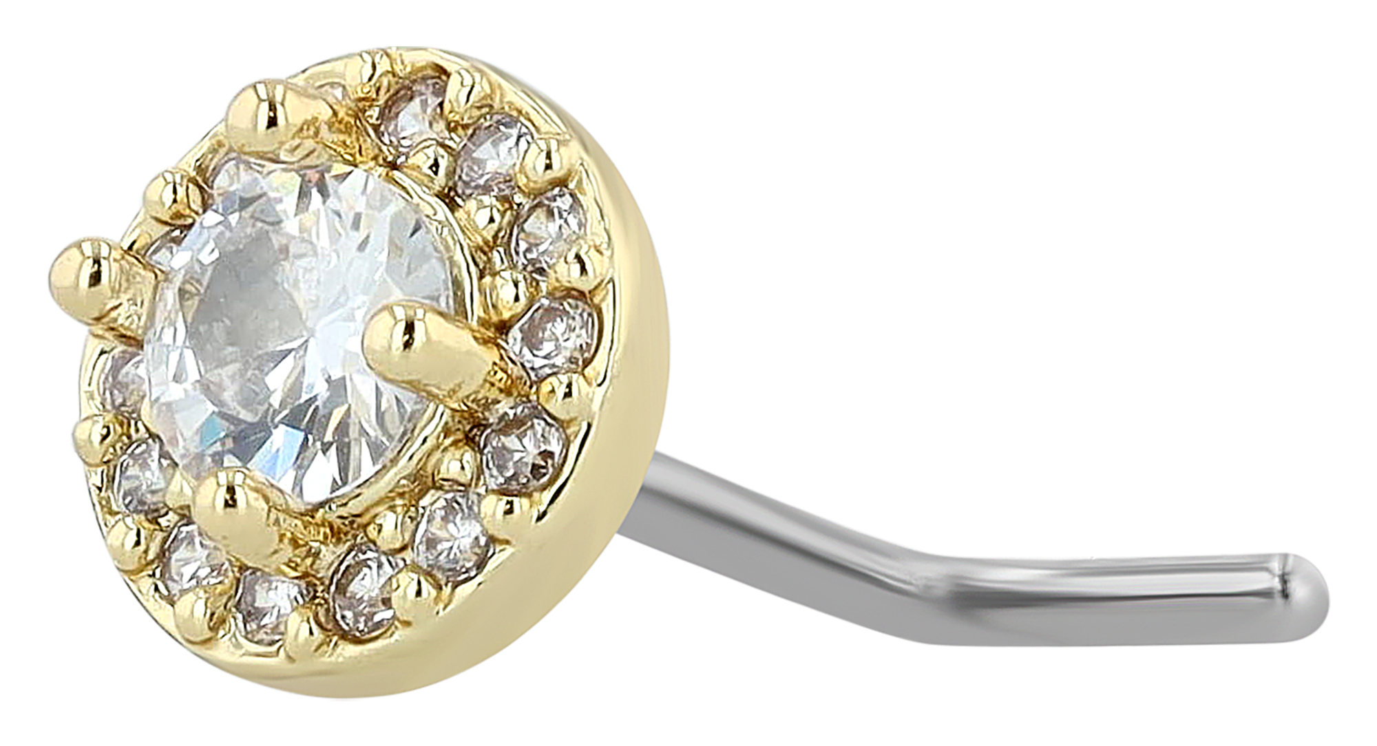 "Palila"" Nasenpiercing aus Edelstahl, L-Form, Ø 0,9mm/ Stablänge 7,5 mm, goldfarben