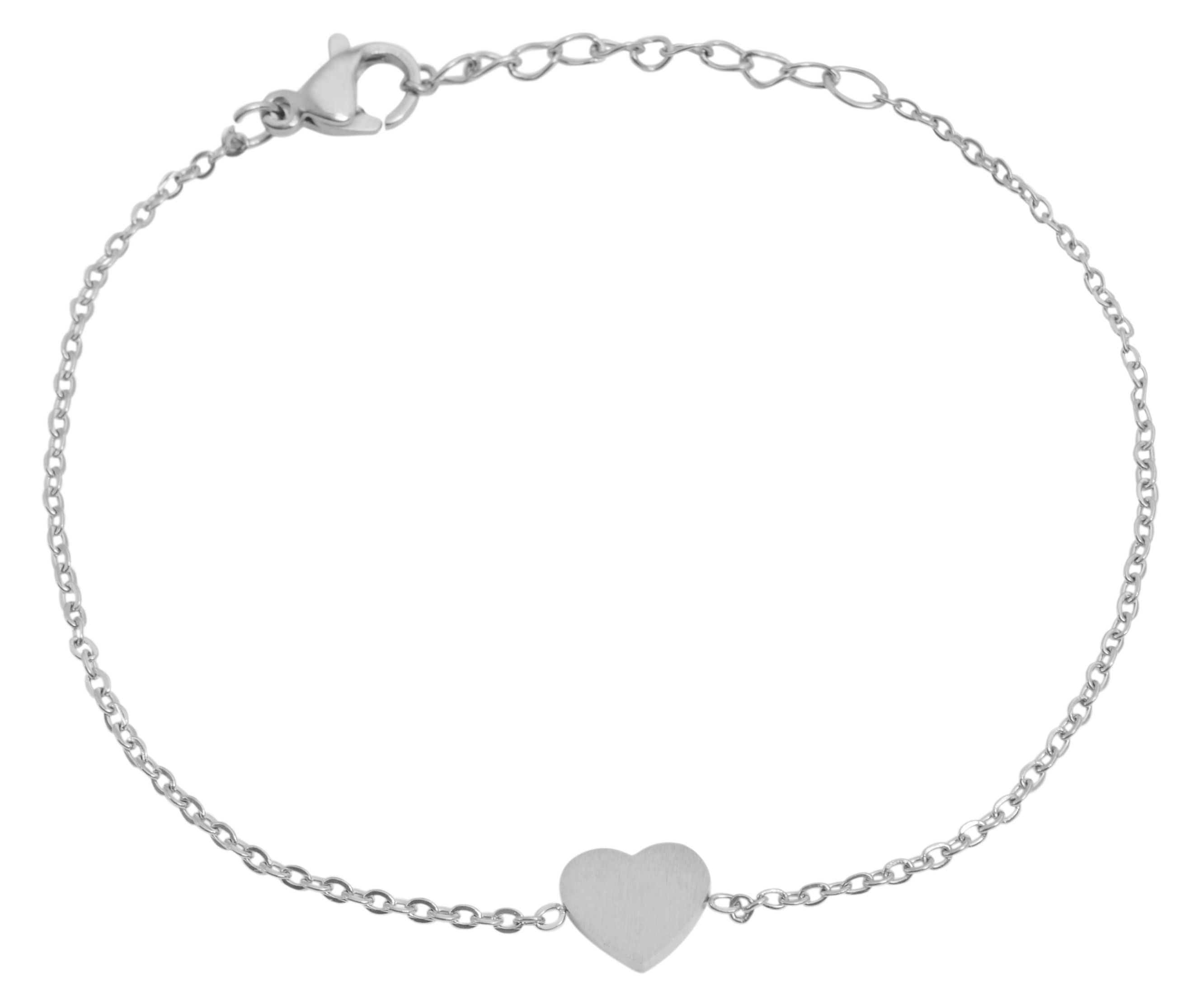 "Delmy" Akzent Edelstahl Damenarmband mit Herz, silberfarbig