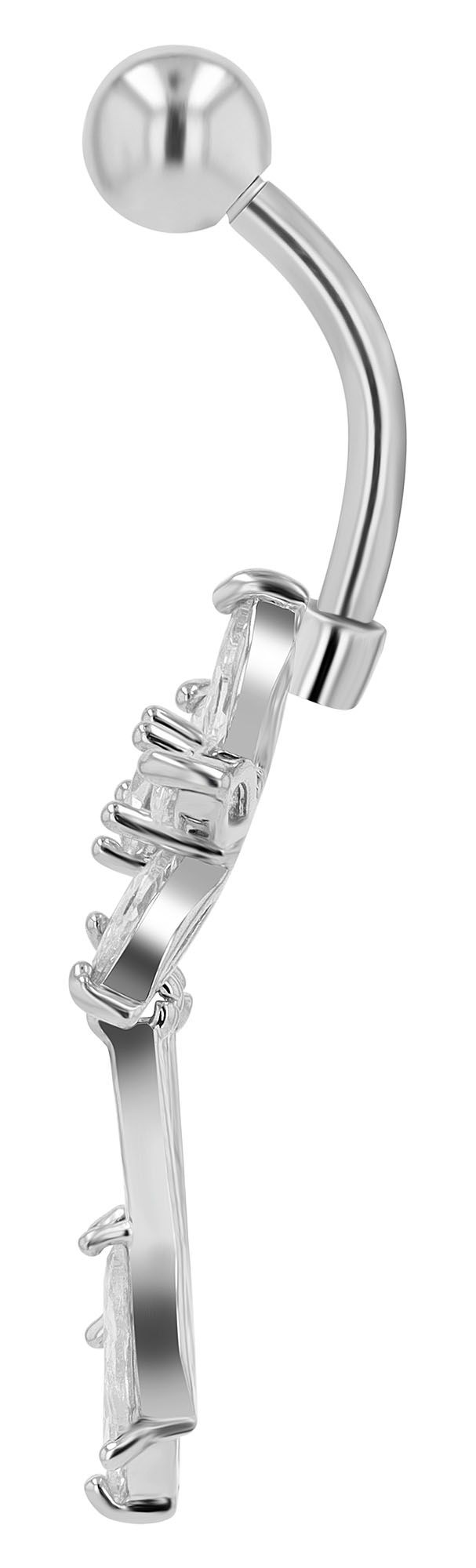 Lilly" 316L Edelstahl-Messing Bauchnabelpiercing, Blüte, Stabstärke 1,6 mm/ Länge 11 mm