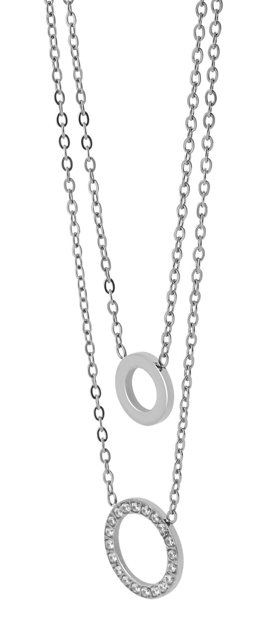 "Ronia" Layering Edelstahlkette, 36cm und 40 + 5cm mit Anhänger, silberfarben