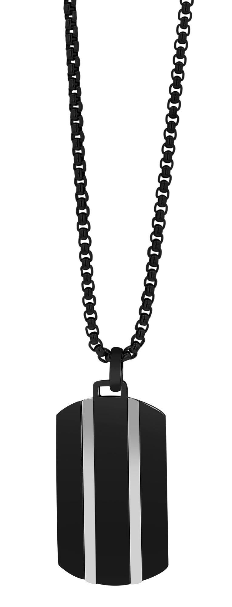Akzent Edelstahlkette "Marsin" mit Dogtag Anhänger, schwarz/silberfarbig