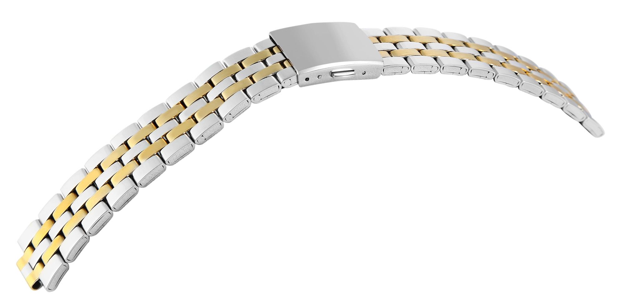 Edelstahl-Uhrenarmband mit Faltschließe, bicolor, 12 mm
