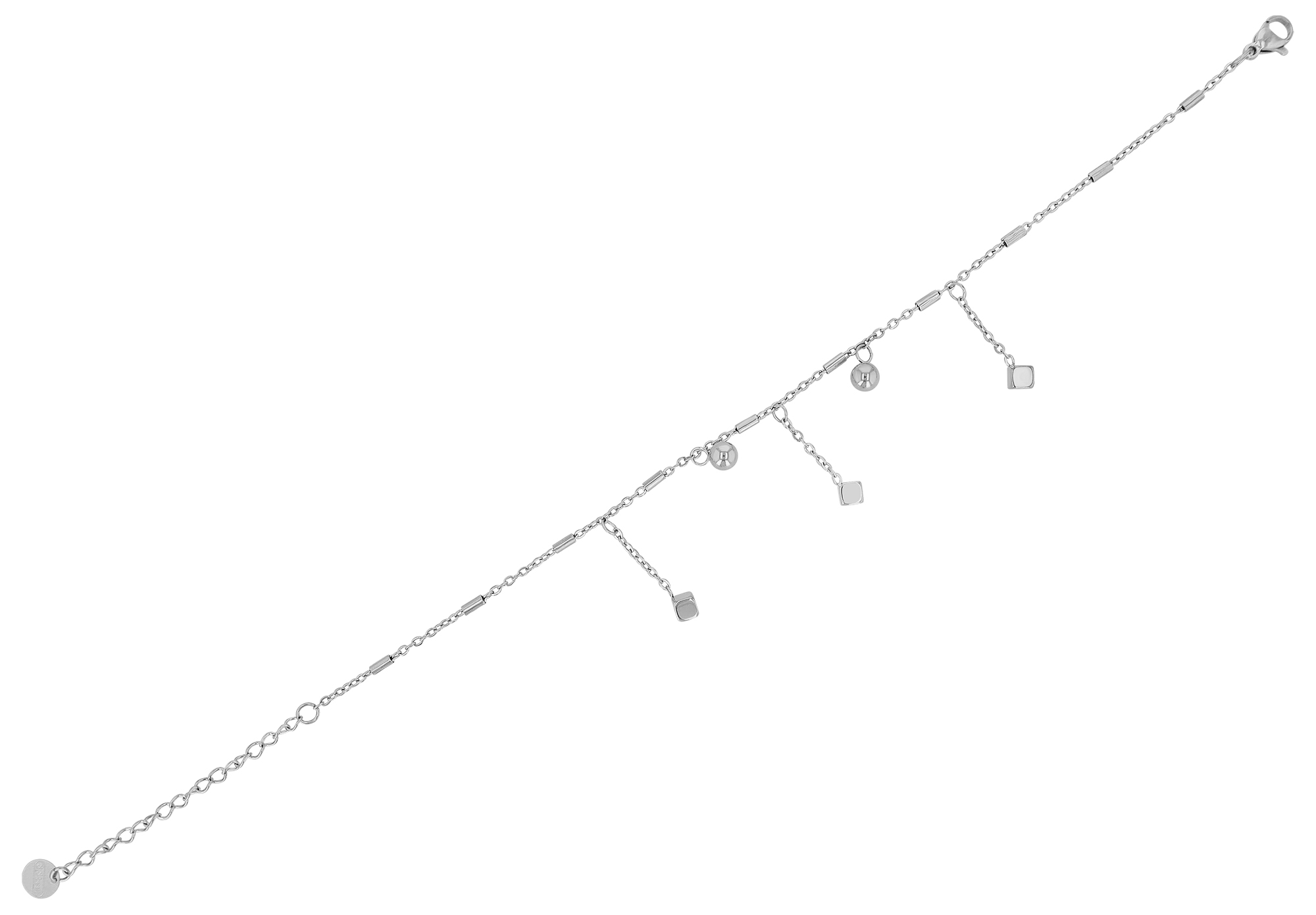"Dyrken" Fußkette, Edelstahl, 21 + 5 cm, silberfarben