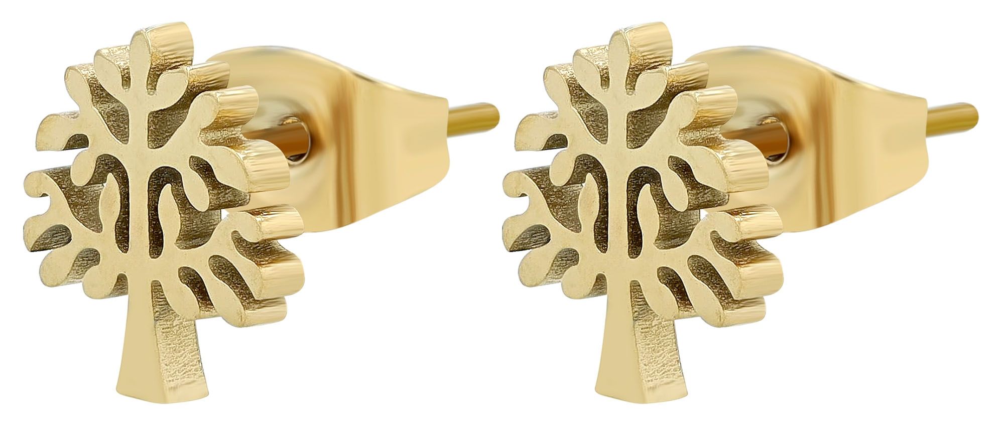 Akzent Lebensbaum-Ohrstecker "Vale" aus Edelstahl, goldfarben