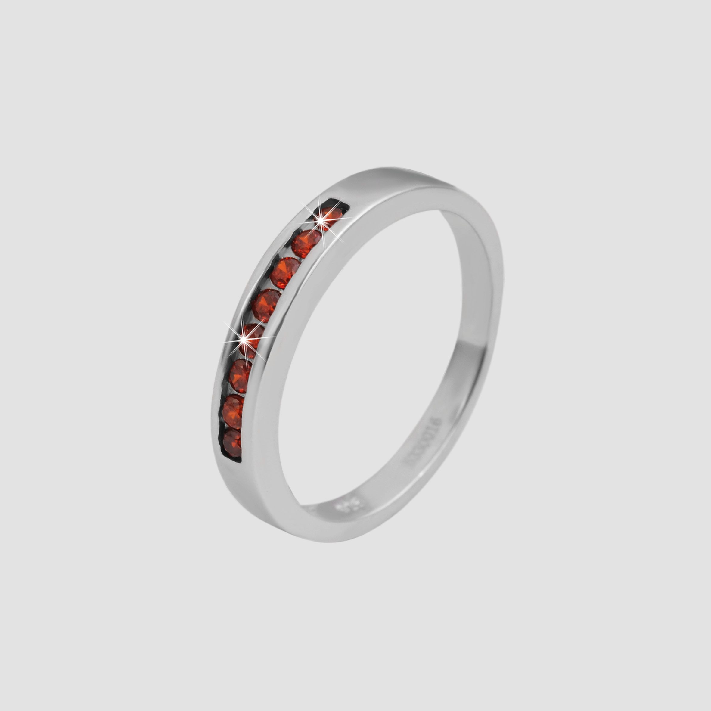 925 Echt Silber Ring mit roten Zirkoniasteinen, 925/rhodiniert, Gr. 52