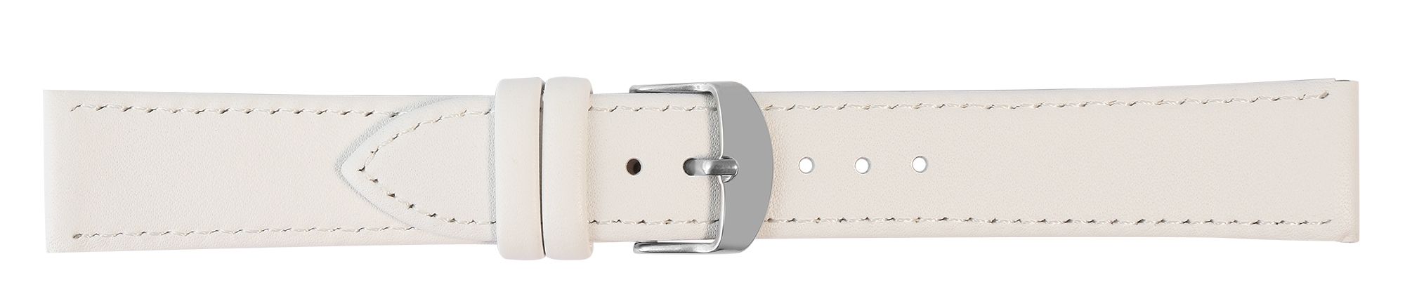 Uhrenarmband aus Echtleder, genäht, weiß, 22 mm